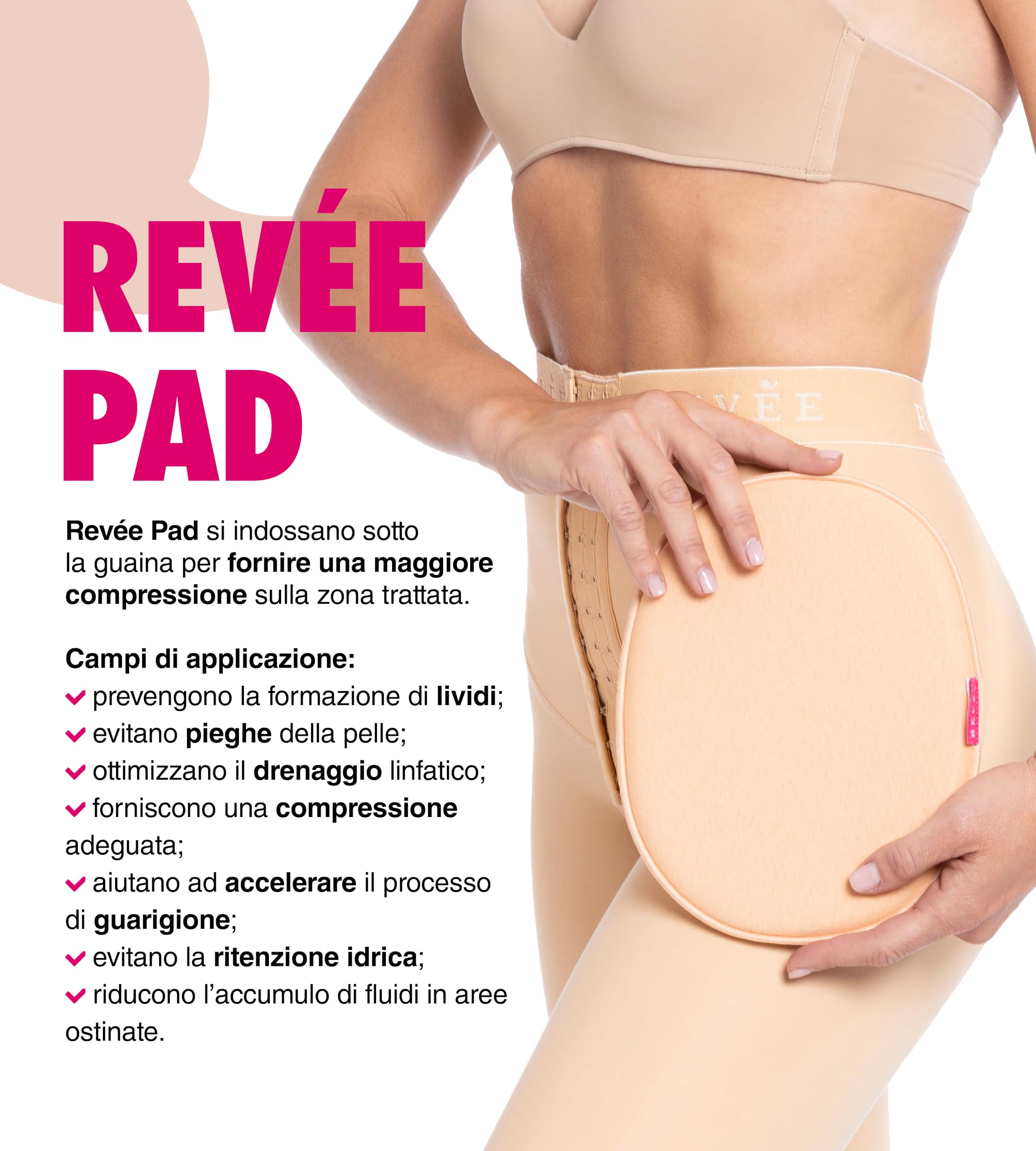 REVÉE Guaina Post Liposuzione Fianchi, Glutei, Cosce e Ginocchia - Contenitiva Donna Snellente - Modellante Donna - Elastocompressiva - Made in Europe