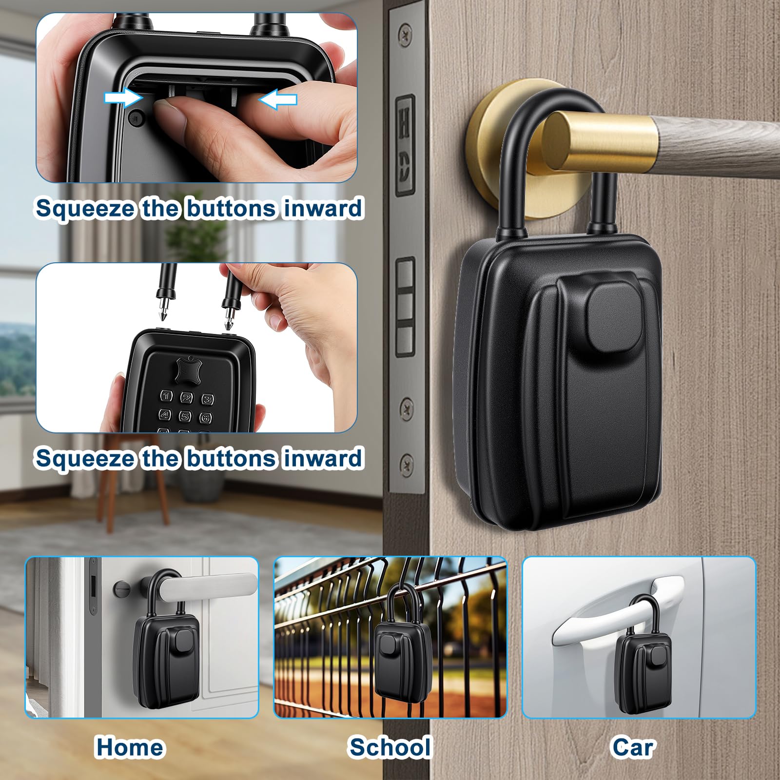 Coffre à Clés Extérieur avec Serrure à Code Mécanique 4 Chiffres - Boîte à Clés Sécurisée Étanche pour Mur, Résistante aux Intempéries pour Clés, Badges et Objets de Valeur, Noir