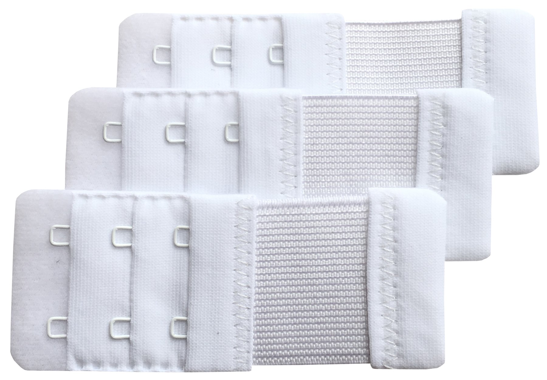 Chanie Women's White 3/4 Inch (1.9Cm) Spacing Pack Of 3 Soft Comfortable 2 Hooks Bra Extender,9.2Cm X 3.8Cm