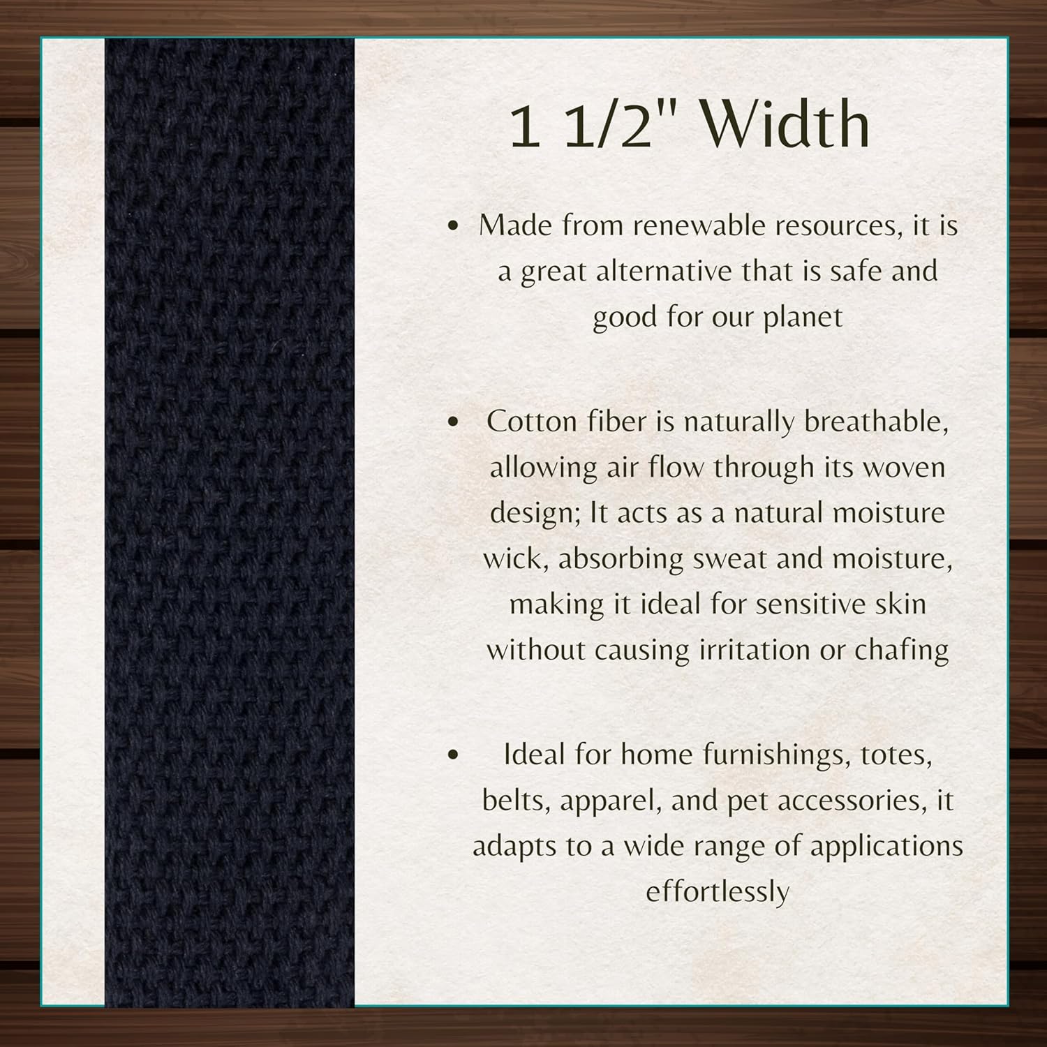 Country Brook Design - 1 1/2" Cotton Webbing Strap - Lightweight, Organic and Gentle with Skin Cotton Strapping - 7 Vibrant Colors