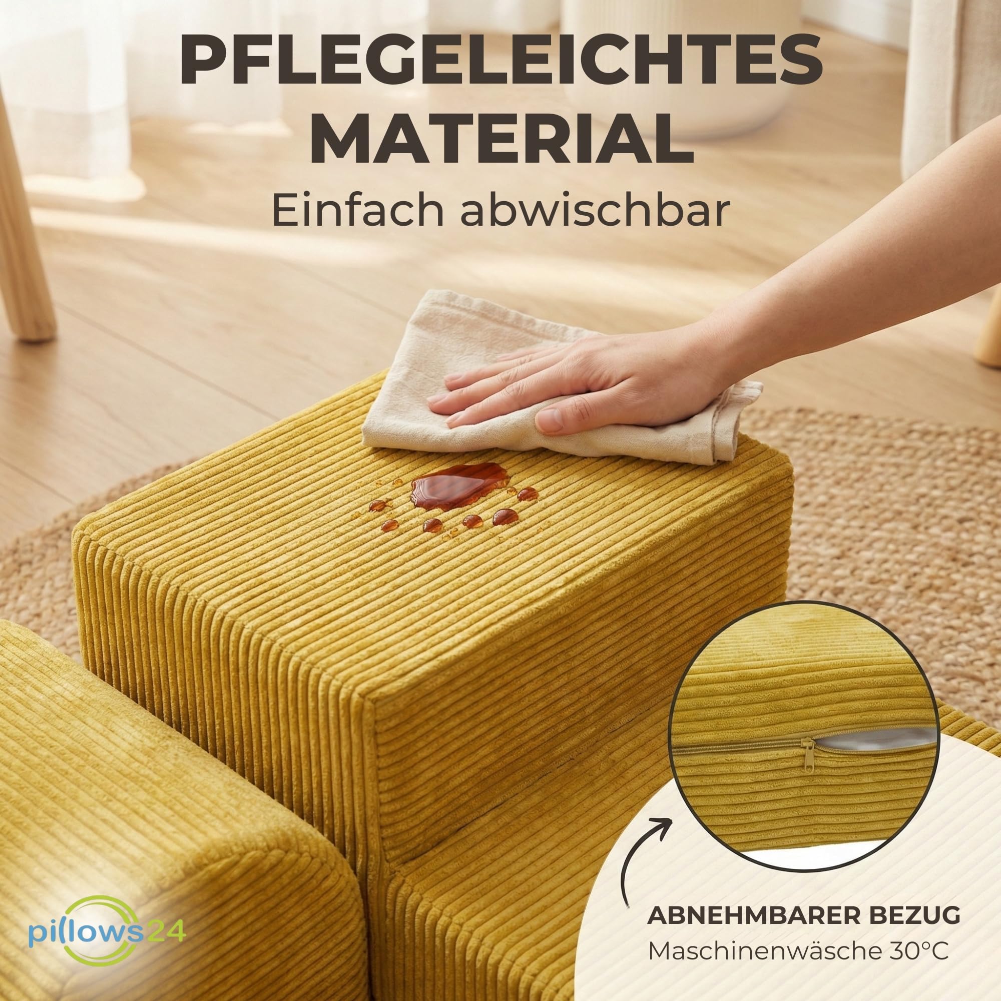 Schaumstoff Bausteine Kinder aus Cord | 4-teiliges Softbausteine Set zum Spielen & Klettern Baby | Schaumstoffbausteine XXL für Motorik & Bewegung | Dunkelgrau