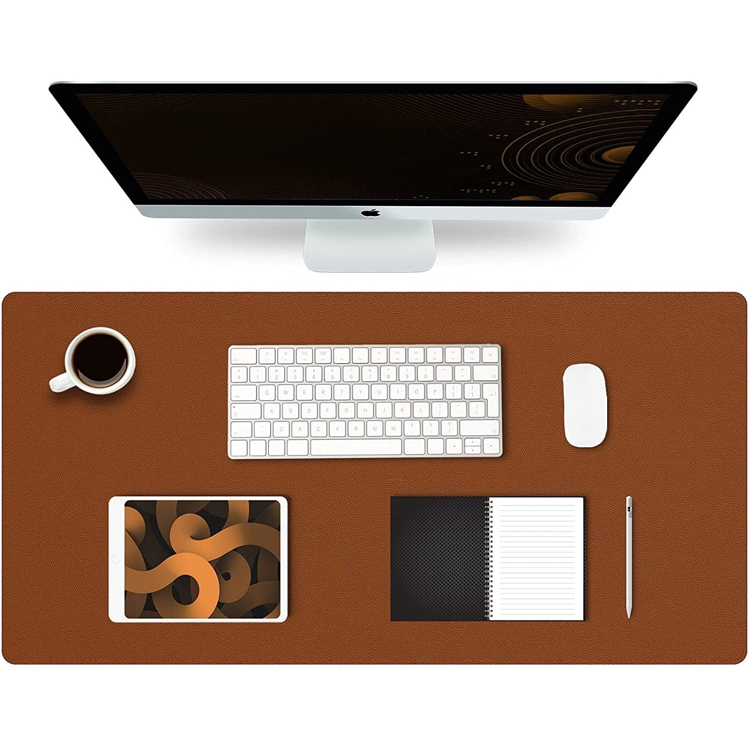 Leeonz PU Leather Rectangular Mouse Pad, Desk Pad, Pack of 1, Brown & Grey (60x30 cm, Dual Side) (B0B5D77116) Amazon Price History, Amazon Price Tracker