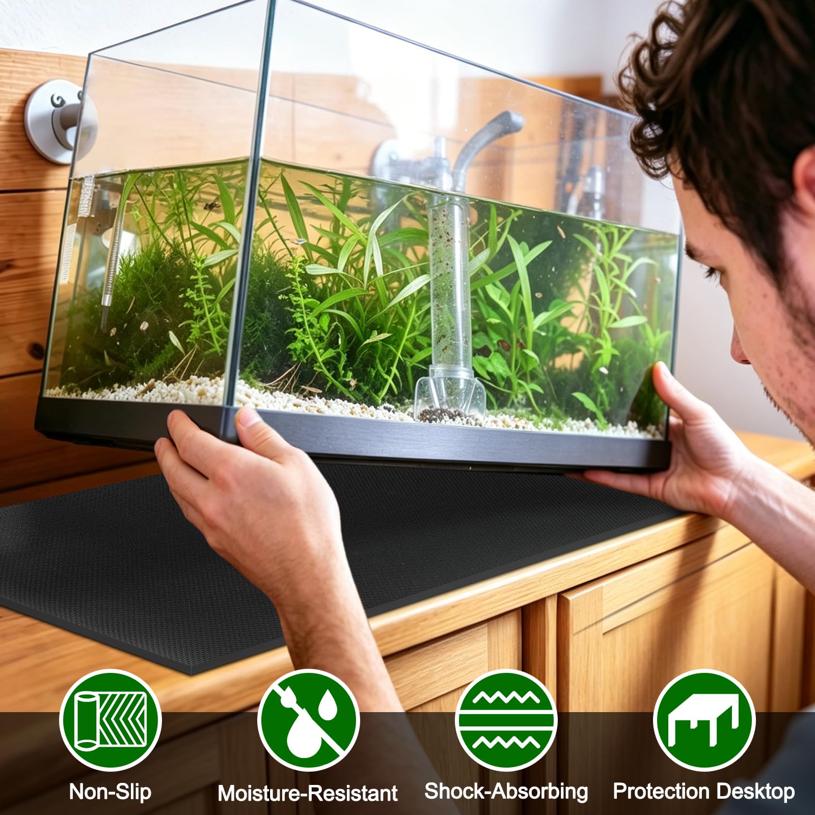 Draupnir Universal Aquariummatte,Schwarz 120x60 cm,5 MM,rutschfeste Aquarium Unterlage,rutschfeste Wärmedämmend Und Zuschneidbar