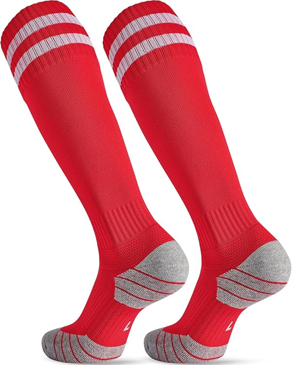 CWVLC Soccer Socks for Kids Youth Adult, Cotton Football Softball Baseball Socks, Small, Red-2 Pairs by CWVLC - Used condition - US$12.36