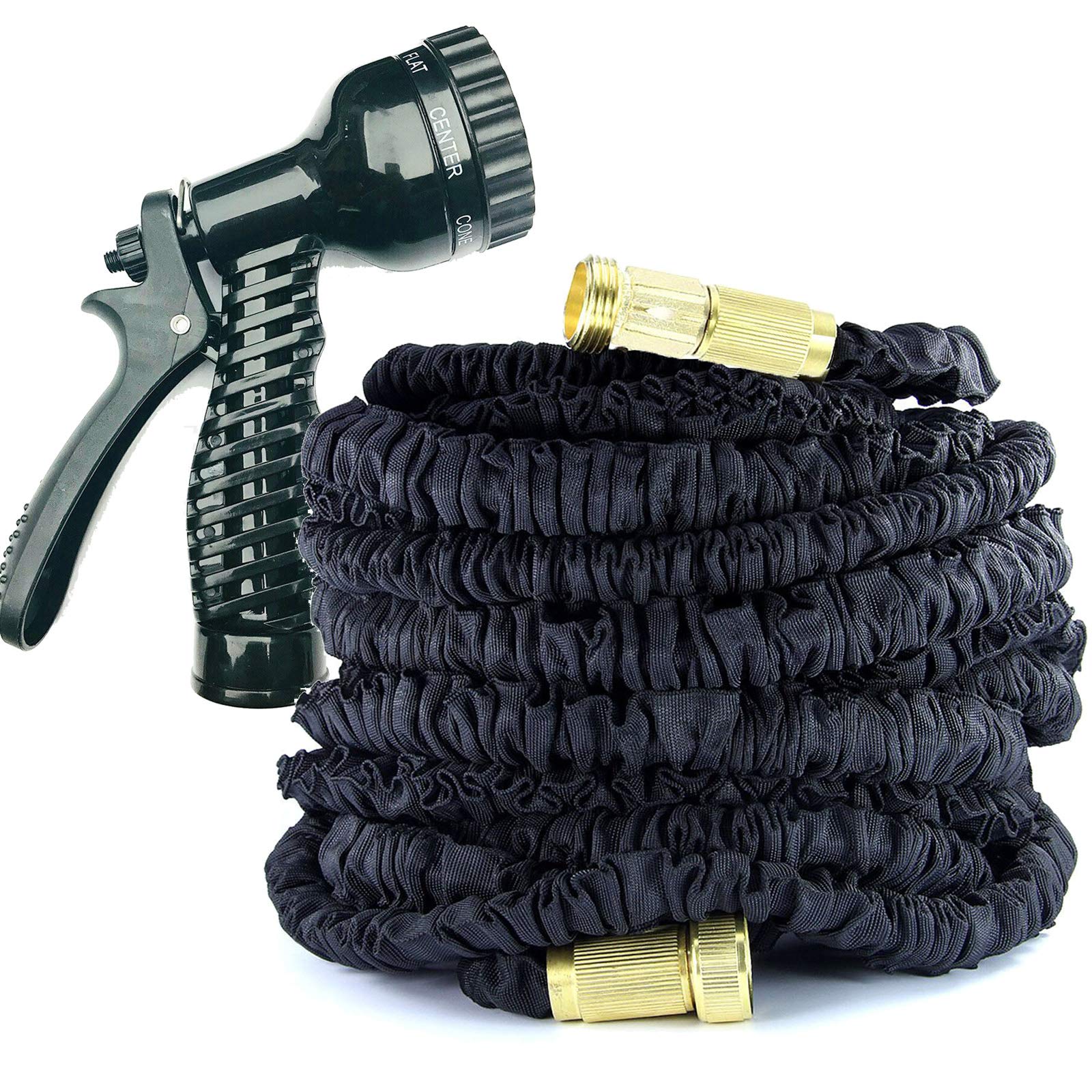 Xinng 75FT Garden Water Expandable Hose with 3/4” Solid Brass Connector Extra Strength Fabric Cover Flexible Pipe For Garden Car Pet Washing Watering