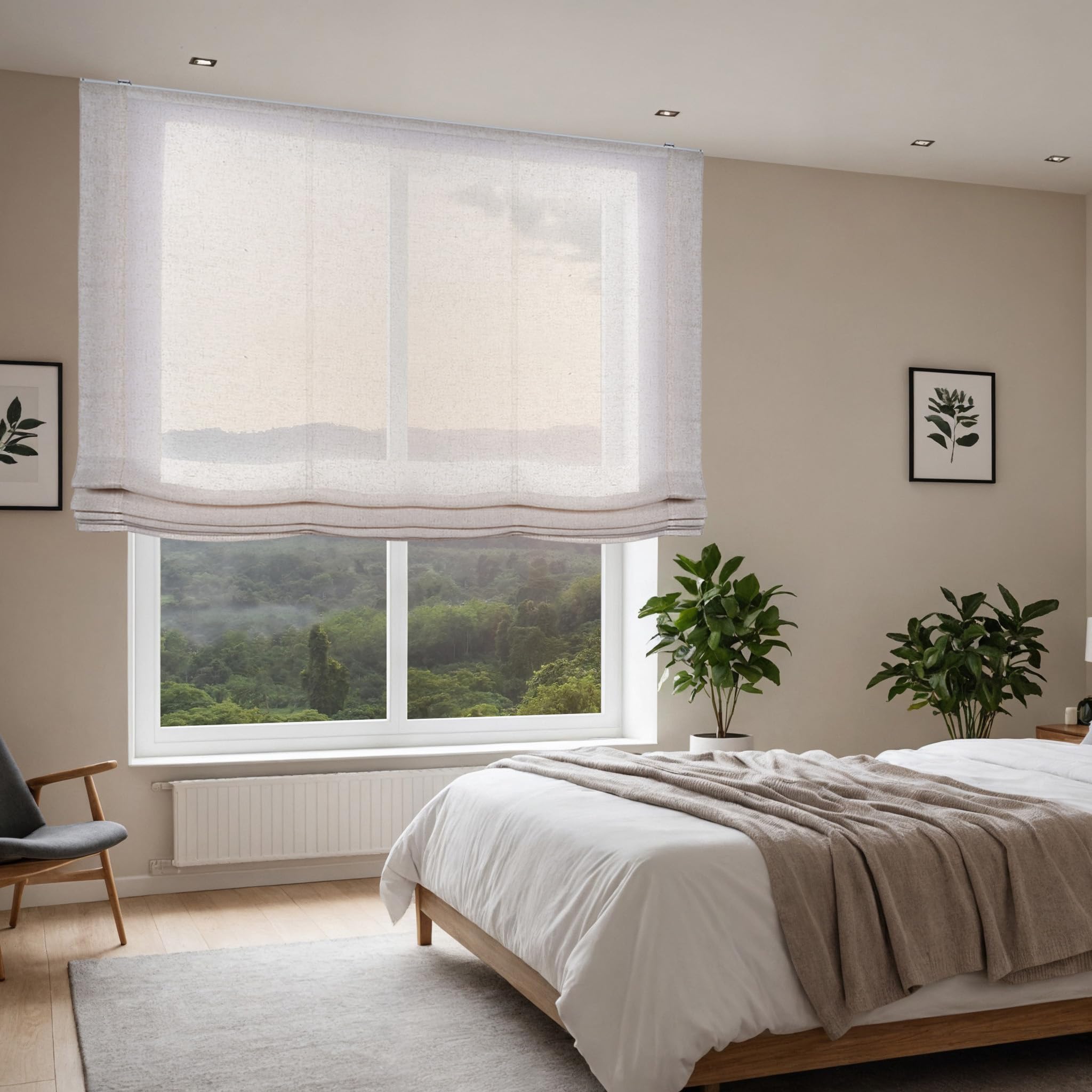 Estores Plegables Premium sin Varillas Estor Plegable Textil translucido en Interior Ventanas y Puertas Cortinas Paqueto con cadeneta STORESDECO Beige Premium 120 x 175 cm