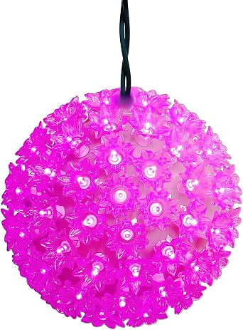 7.5in Pink LED Sphere Light, 100 LED, UL Outdoor Wedding Christmas | Waterproof Commercial Grade for Wedding, Easter, Christmas, Party