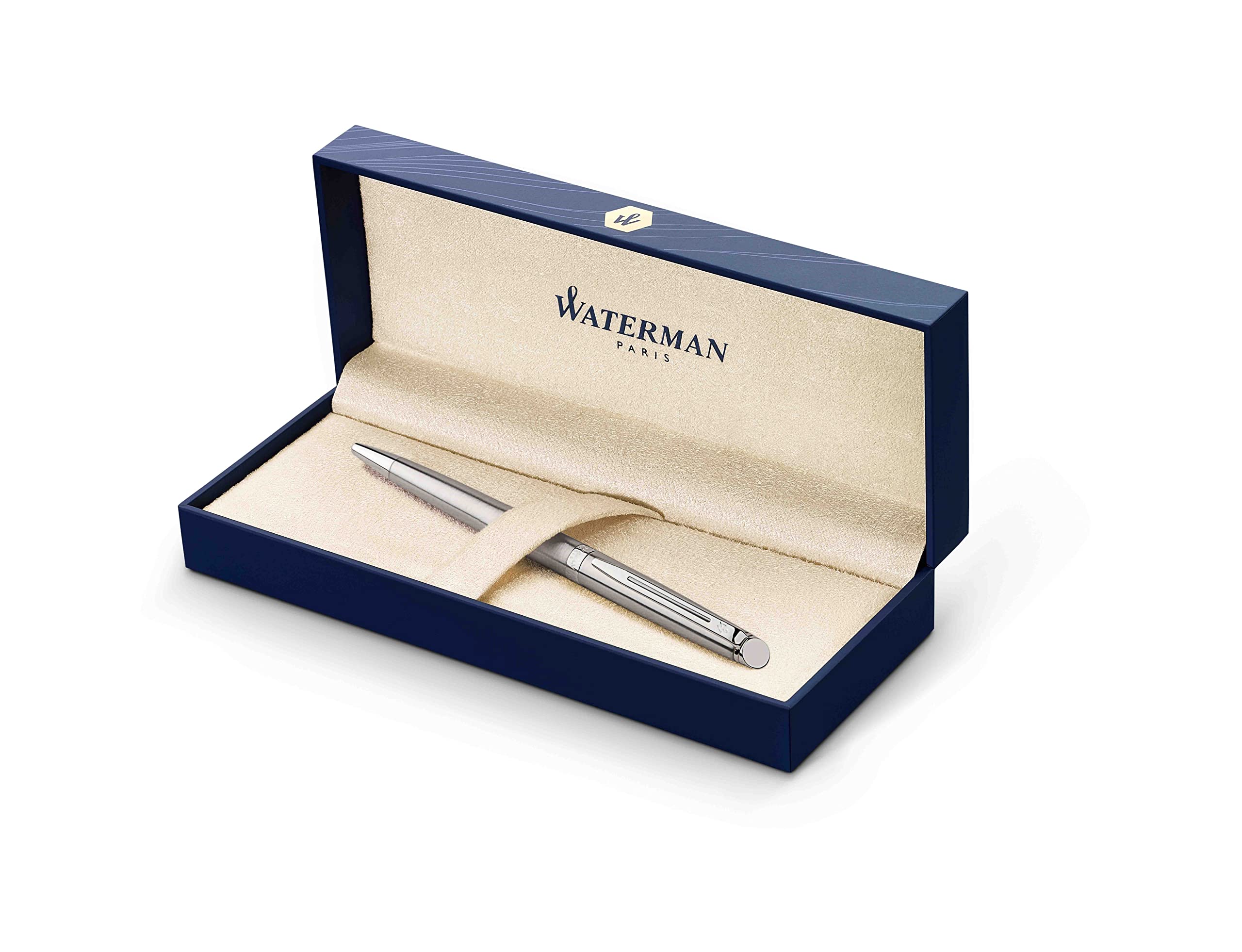 Waterman Emisfero Penna a Sfera Con Incisione Regalo per Mann E Frau Ispirato Di Parigi Moda Incisione Blu Inchiostro (Acciaio Inox C.C,), 176×51×30 MM