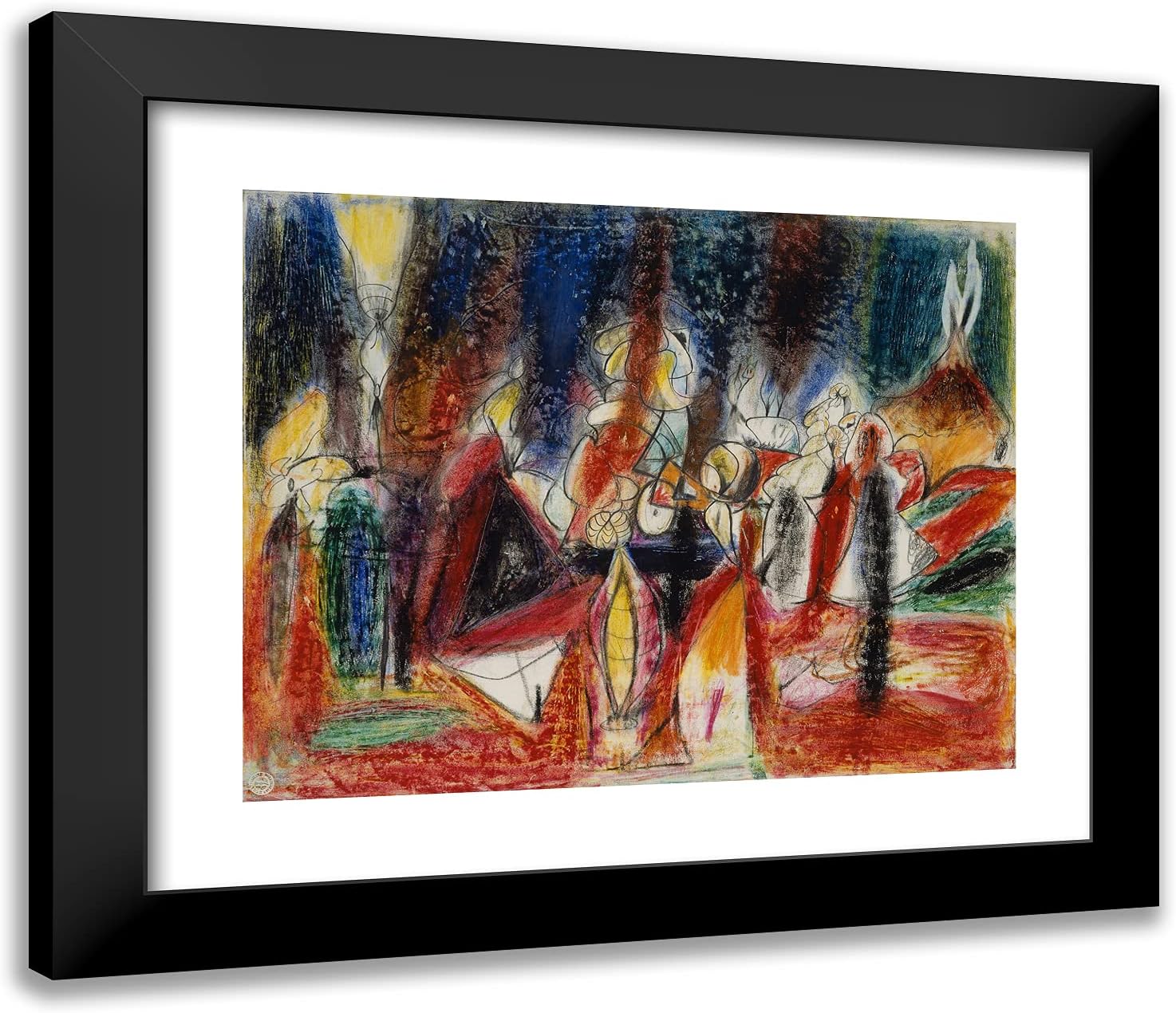 ArtDirect Arshile Gorky 23x20 Black Modern Framed and Double Matted Art Print Titled Carnival