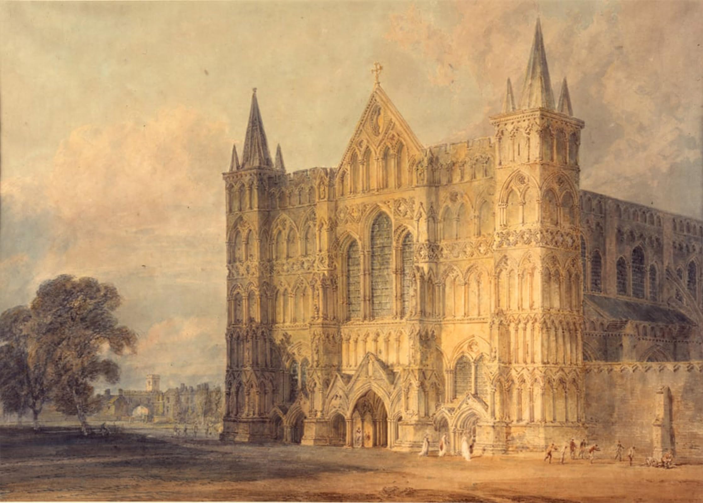 ARTXLXXBN Famous Print Painting Colorful Art Print West Front of Salisbury Cathedral by Mallord William Turner Canvas Art Decorations for Home Decor 60x90cm