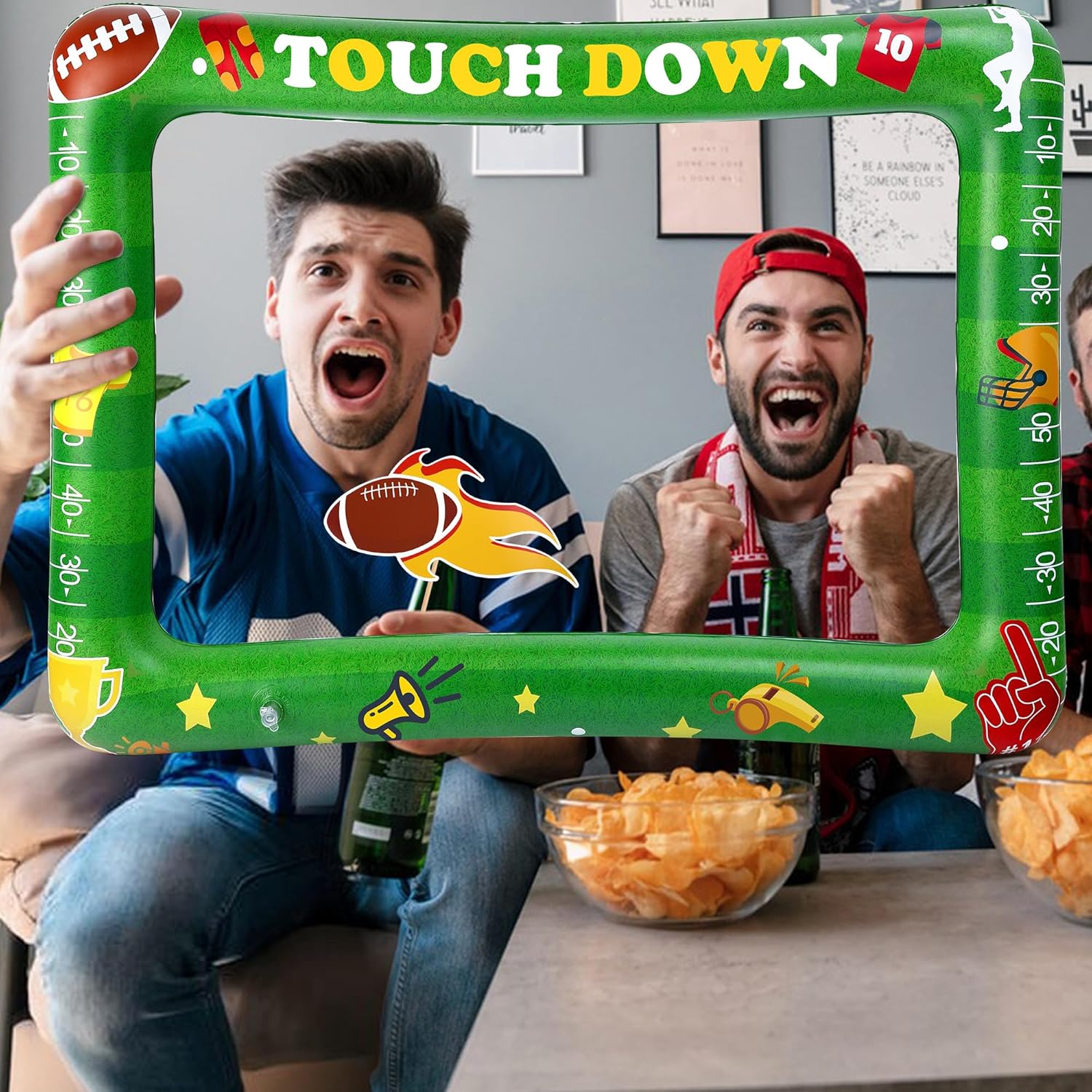 Watayo Inflatable Football Photo Prop Frame- Football Picture Frame Party Supply with 12 Pcs Booth Props DIY Kit- Sport Selfie Photo Frame for Sport Game Day Decorations & Photography Party Supplies - Image 6