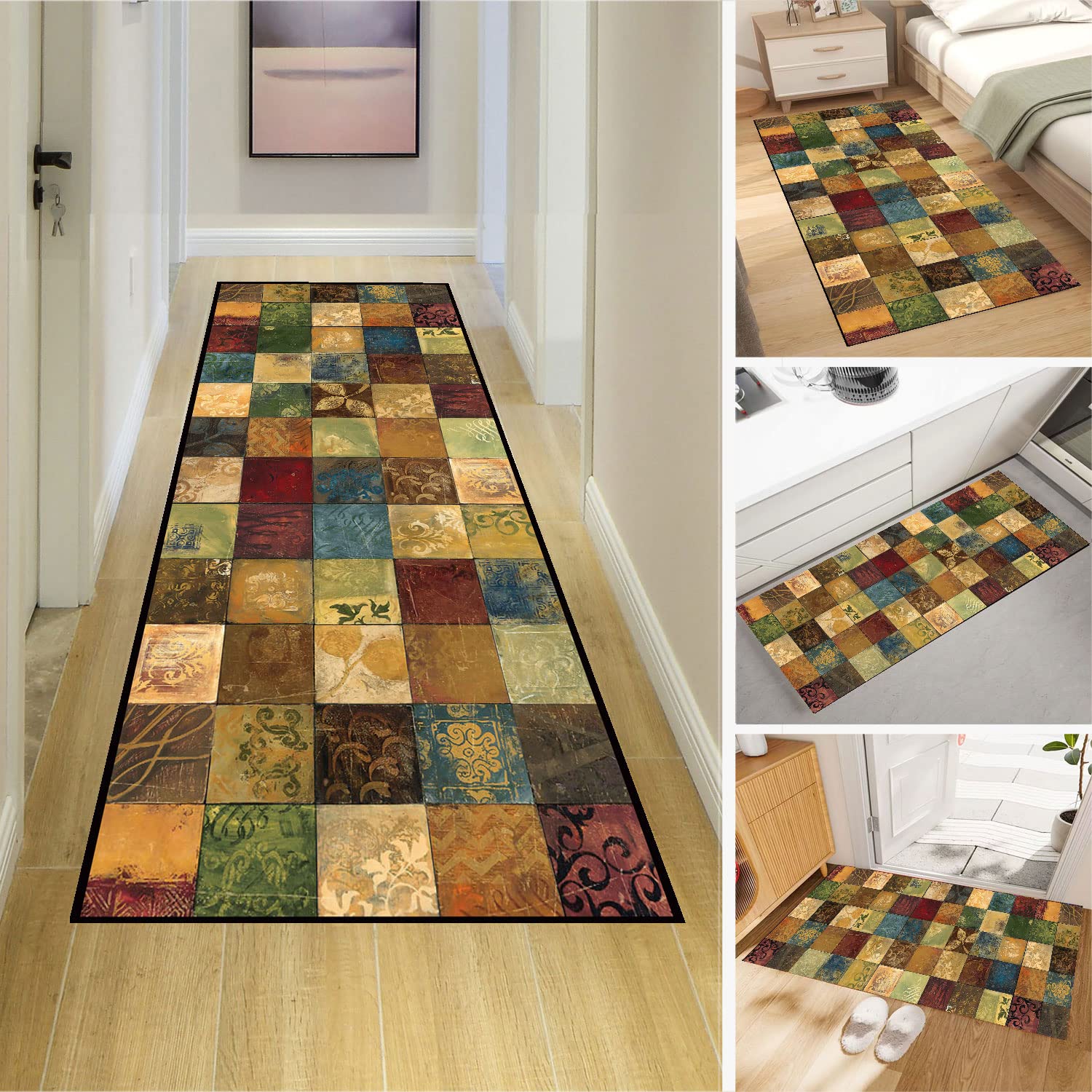 Dmkjdzsw Carpet Runner，Non Slip Backing for Kitchen Floor，Long Hallway Hall Runner Narrow Rugs - Cotton Pile