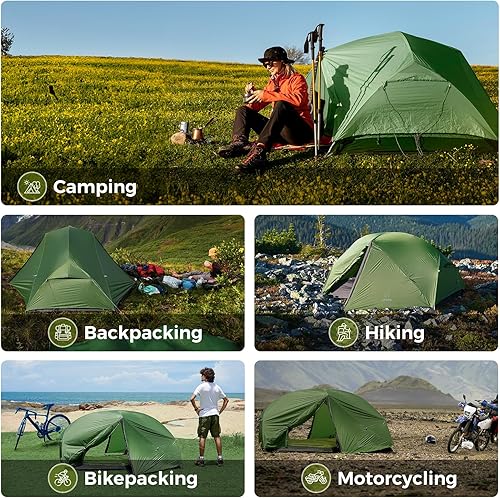 Miniatura 4 de ATEPA Ultralight Backpacking Tent, 2 Person 1 Person Nylon Lightweight 4000MM+ Waterproof Windproof Portable Tent with Aluminum Frame & Rainfly for