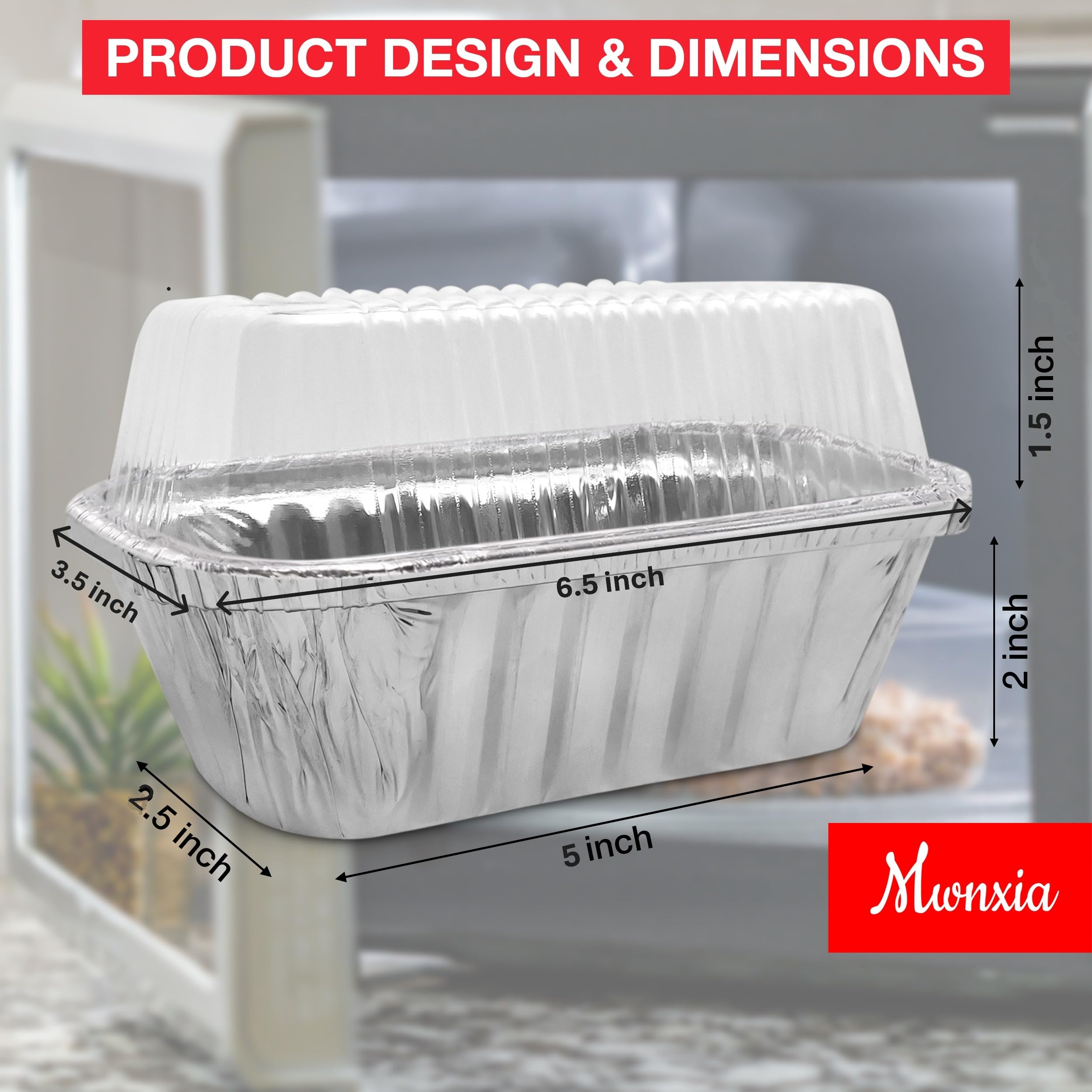 Moldes pequeños de aluminio con tapas para hornear pan, desechables, paquete de 100 para pasteles, pastel de carne o pastel de limón