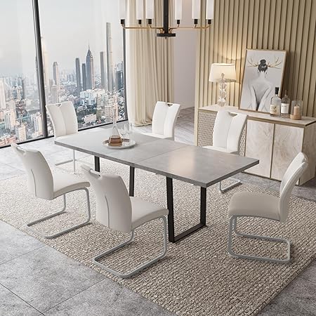 Amazon.com - ZckyCine Modern Dining Table Set for 6-8 People Kitchen ...