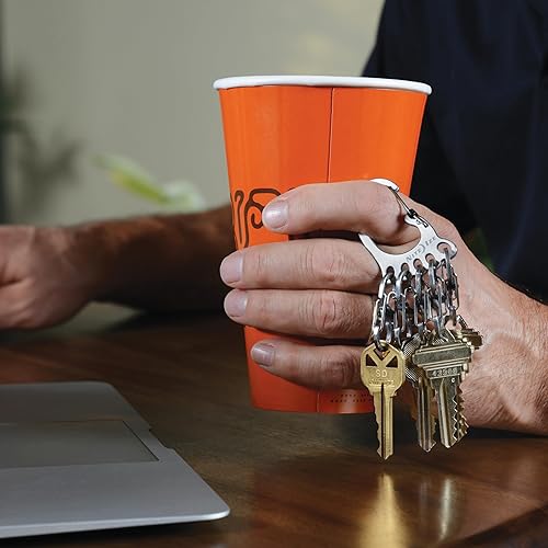 Miniatura 4 de Nite Ize KLKBF-11-R6 - Llavero de casillero grande cadena de mosquetón con 5 dedos de acero inoxidable con bloqueo en S para sostener las llaves por