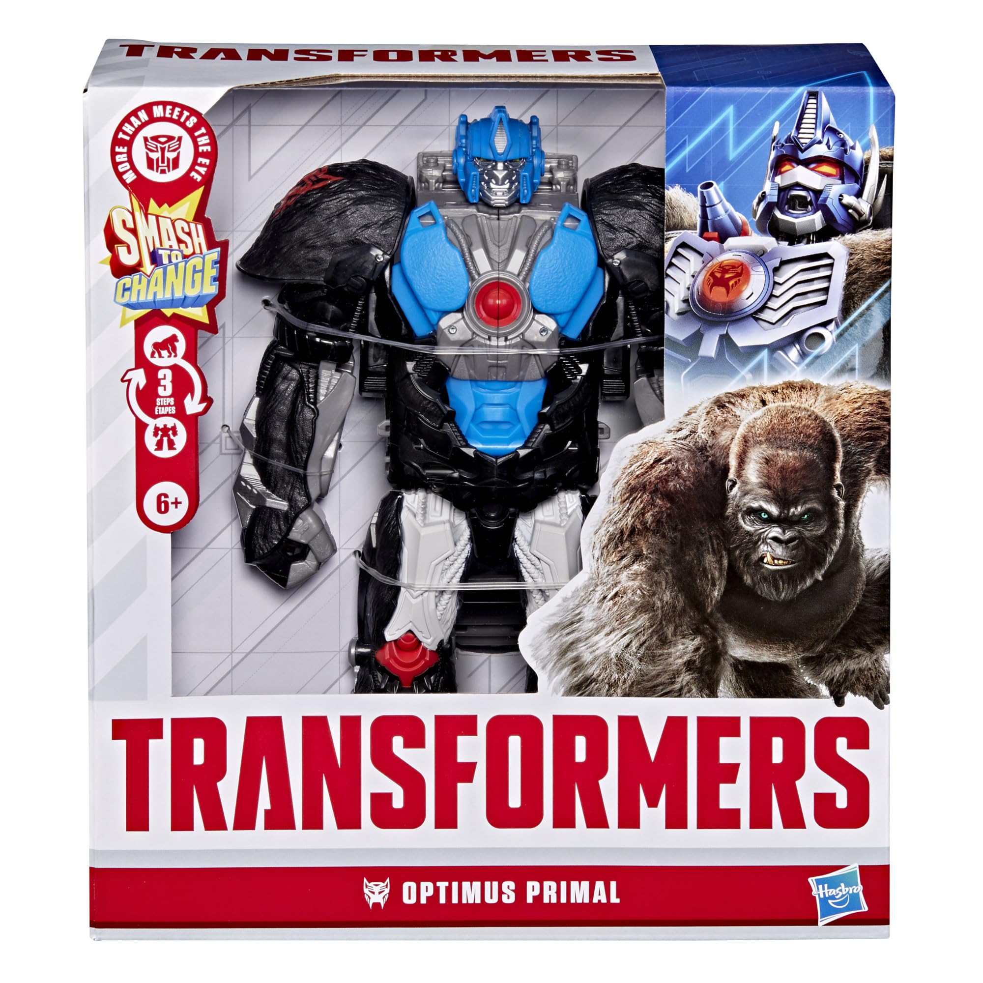 Transformers Smash Changers Optimus Primal Action Figure, Changes from Robot Toy to Gorilla Toy, Ages 6+