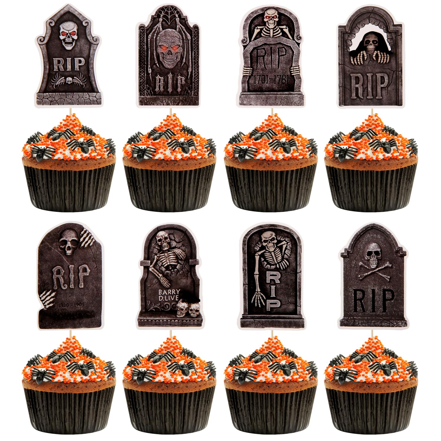 Halloween Cupcake-Topper – Bunte Picks & Geister-Deko Für Kuchen & Party
