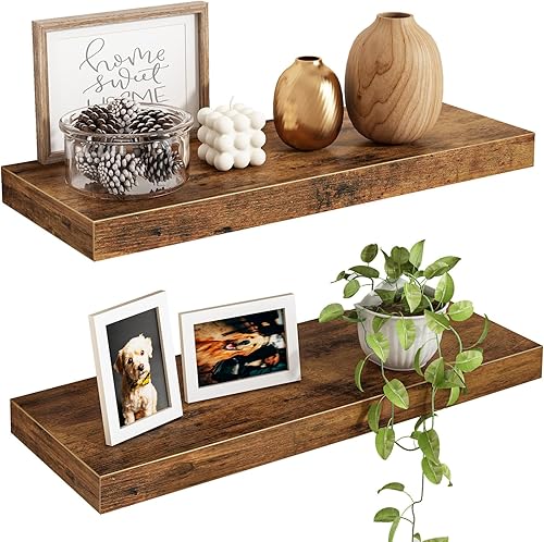 Miniatura 11 de Fixwal - Juego de 6 estantes flotantes de 15.8 pulgadas en blanco, estantes de madera, estantes de estilo granja para decoración de pared en baño,