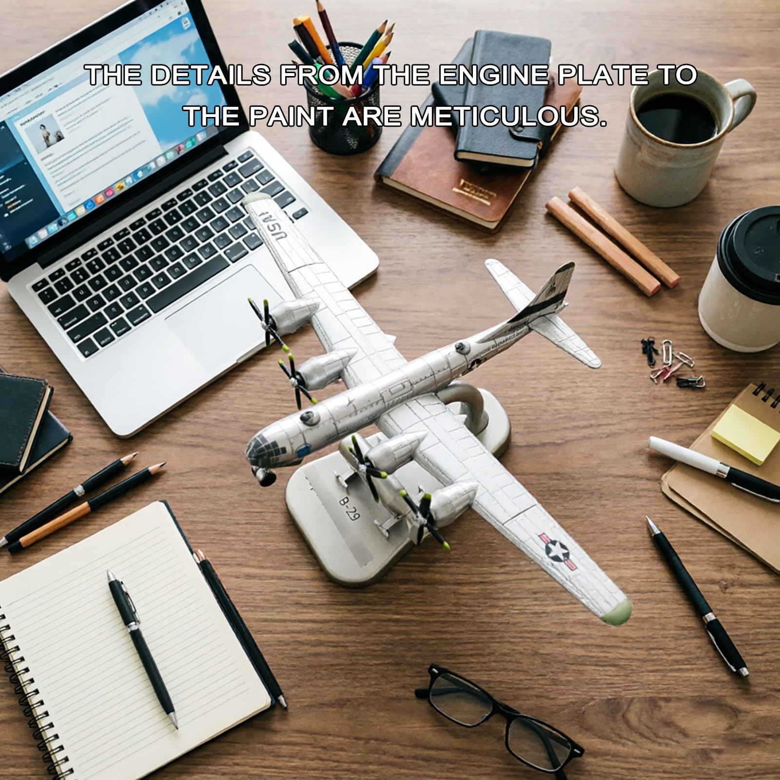 Modello aereo militare pressofuso lega bombardiere pesante B29 in scala 1/300 con espositore Regalo in edizione da collezione for appassionati aviazione appassionati storia