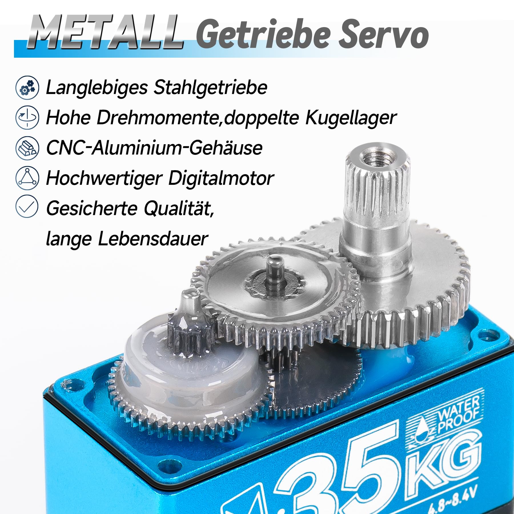 Miuzei 35kg RC Servo 270° Wasserdicht Metallgetriebe Digital Lenkservo