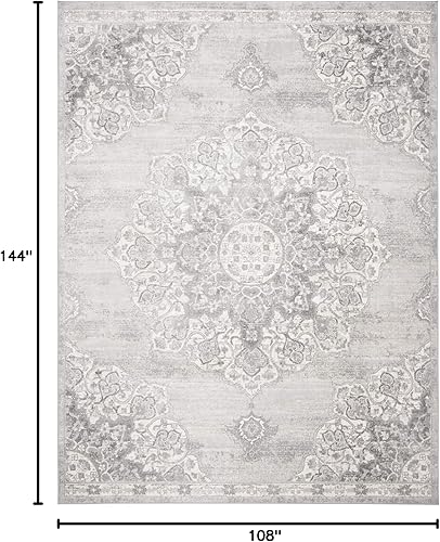 Miniatura 2 de SAFAVIEH Brentwood Collection - Alfombra de área de 9 x 12 pies, diseño desgastado de medallón, no desprende pelusa y de fácil cuidado, ideal para