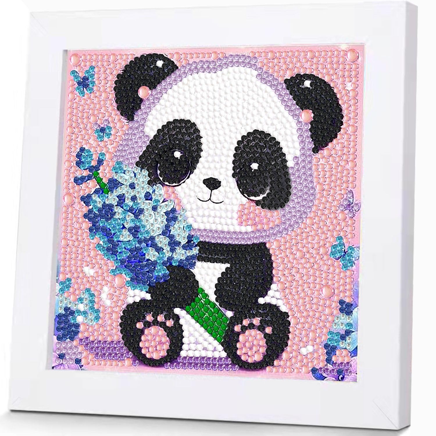 Qianbaiuk Diamond Painting Kinder mit Holzrahmen-Diamond Painting Tiere Kinder DIY Mosaikherstellung Basteln Mädchen Junge Geschenk und Home Wand Dekor (7x7 Zoll)