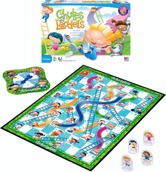 Hasbro Gaming Chutes and Ladders Board Game, 2 to 4 Players, Easter Gift for Kids, Preschool Classroom Games, Ages 3+