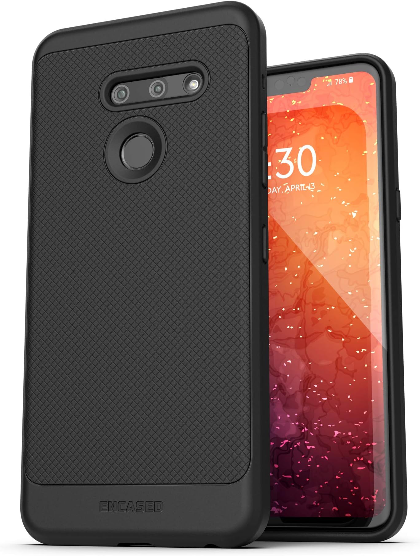 ENCASED Thin Armor for LG G8 ThinQ Case (Slim Fit) Flexible Grip Cover - Black