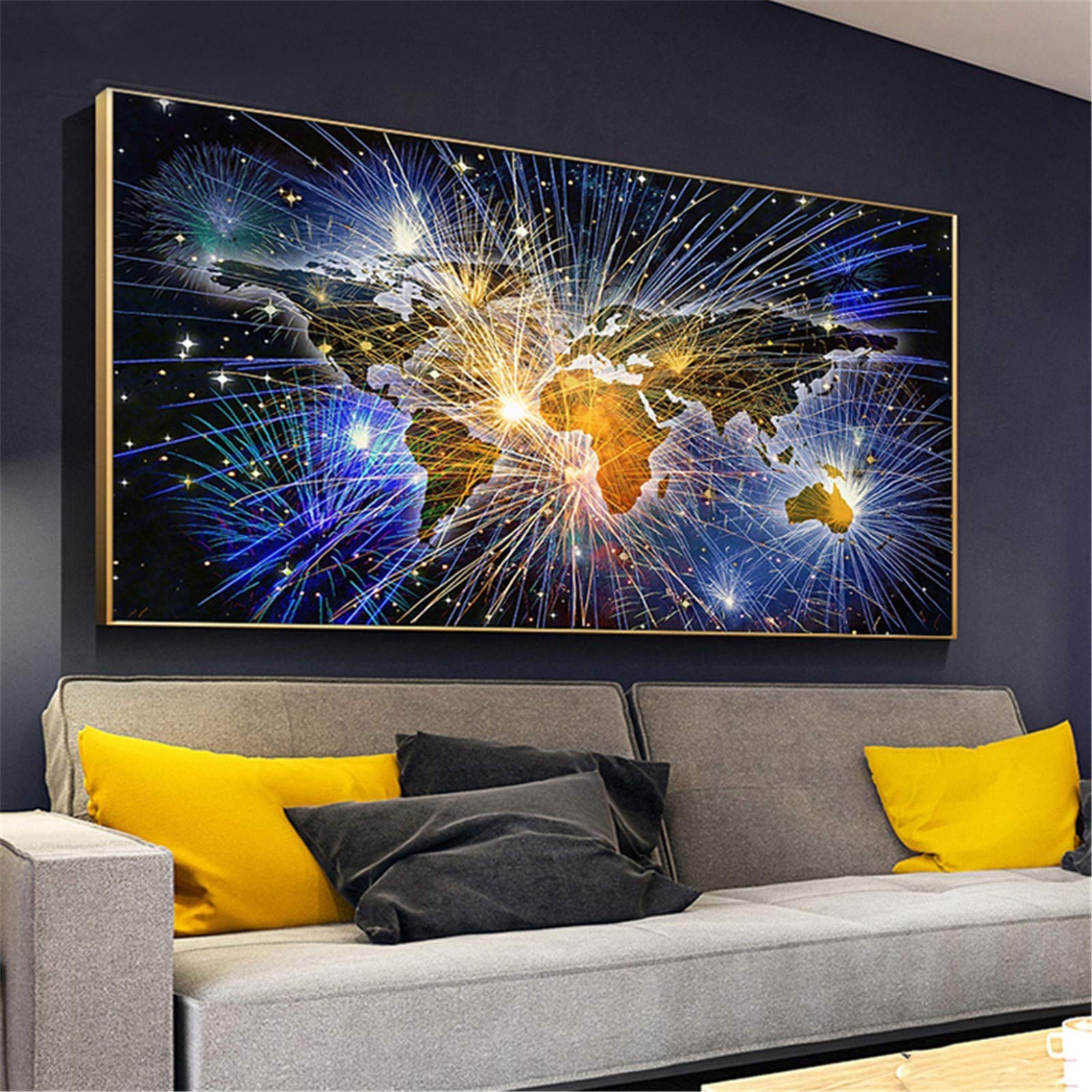 Diamond painting strass large size 5D DIY carte du monde abstraite broderie point de croix