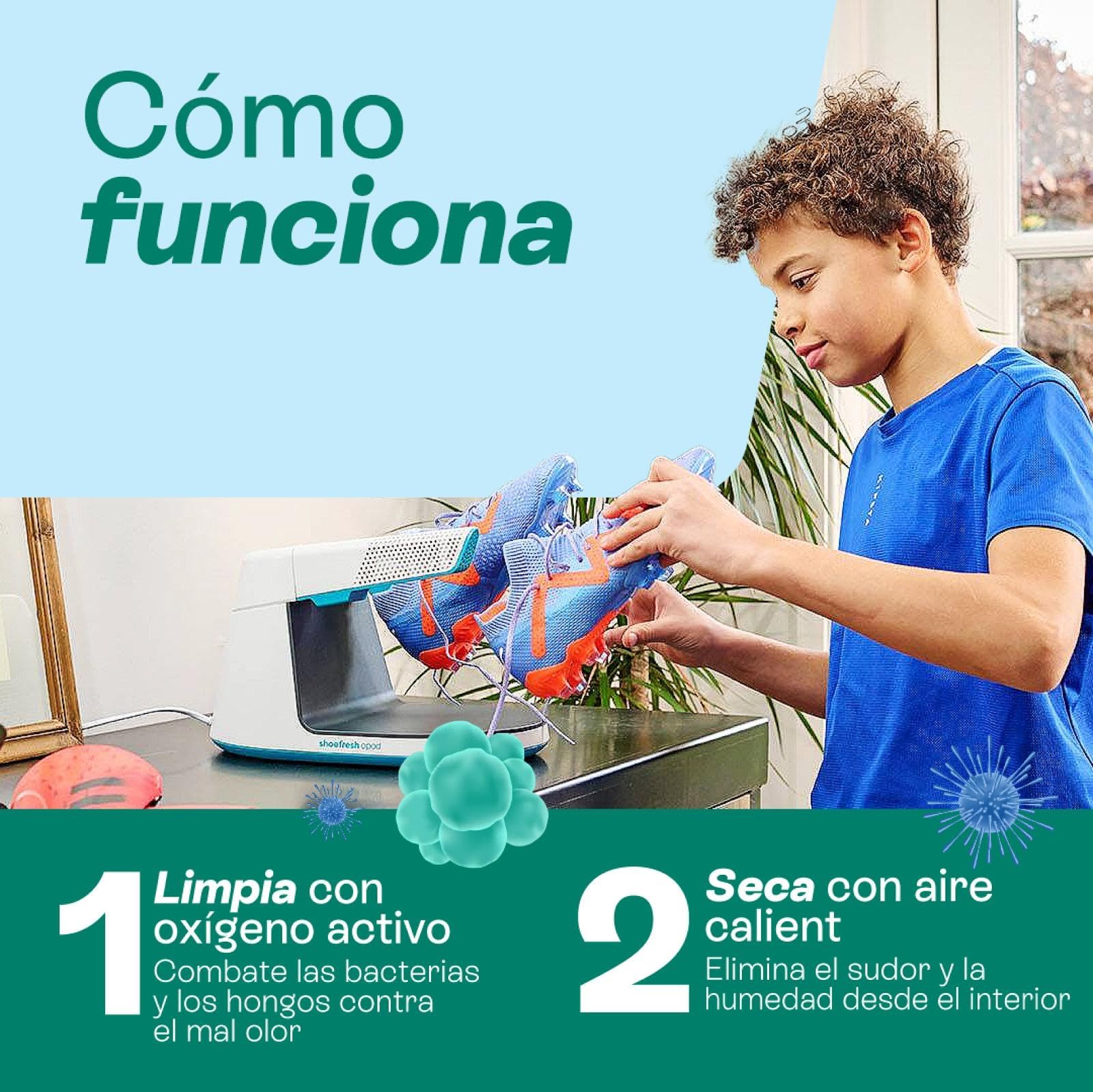 Shoefresh Kit Entretien Chaussures – Sèche-Chaussures Électrique avec Désodorisant à Oxygène Actif + Opod Mini USB-C Séchoir Portable & Anti-Odeur pour Baskets, Chaussures de Sport, Bottes, Chaussures