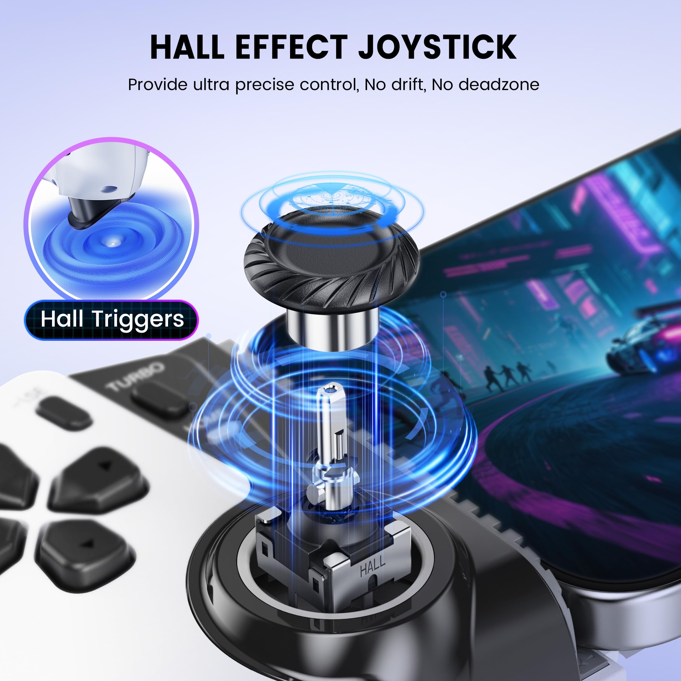 HELLCOOL Swtich Controller Portatile Smartphone Controller con Hall Joysticks per Android/iPhone, compatibile con Switch 1 Console/Xbox Cloud/Steam Link/GeForce Now/MFi Apple Arcade