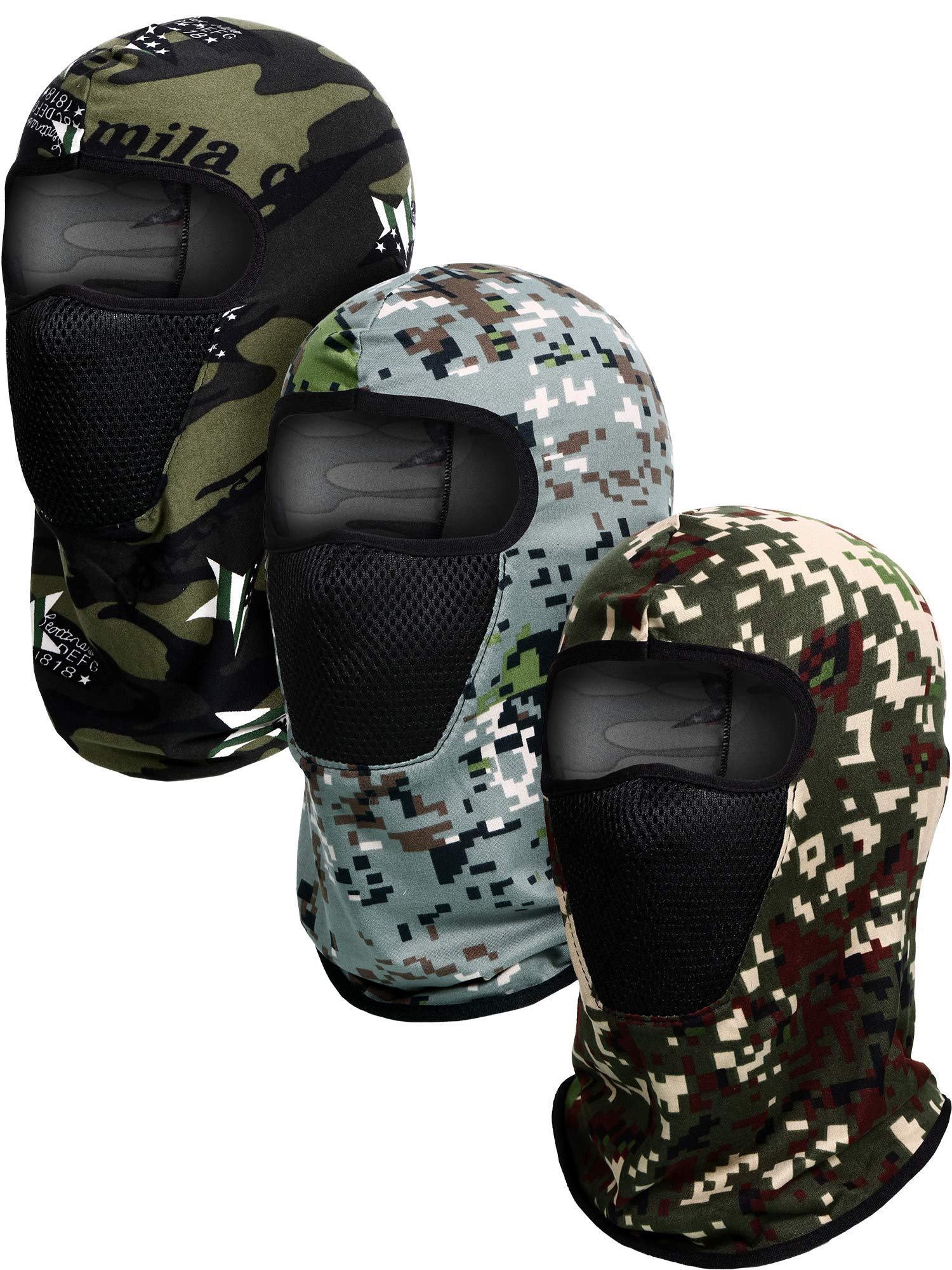3 Pieces Balaclava Face Mask Motorcycle Ski Mask Scarf Windproof Camouflage Fishing Hat Face Cover for Sun Protection