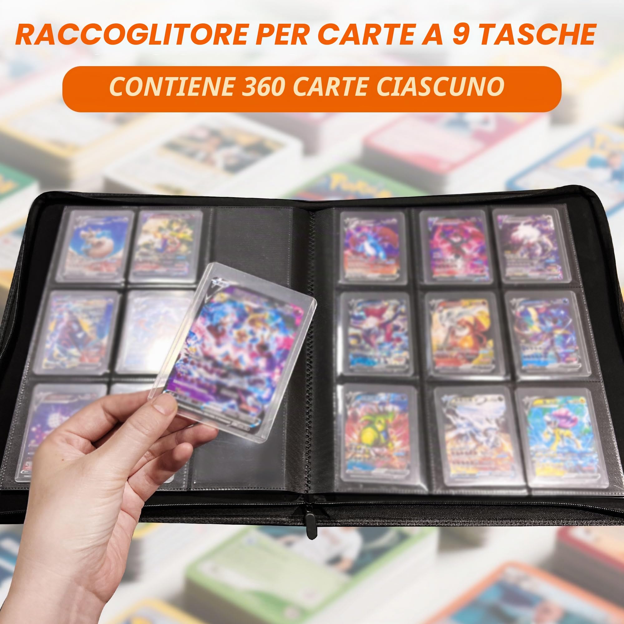 TopLoader Raccoglitore per Collezione di Carte - 9 Tasche, Contiene 288 Carte da 7,6 x 10,2 cm, Album per MTG, TCG e Giochi da Tavolo (Classico-01)