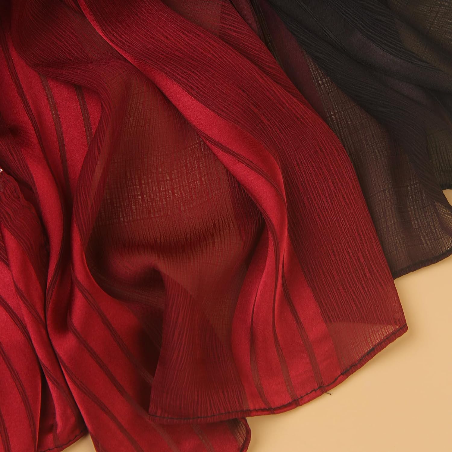 Silk Feeling Scarf,Satin Chiffon Sunscreen Shawl,Gradient Shaded Colors Lightweight Neck Wrap Hijab For Women - Image 3