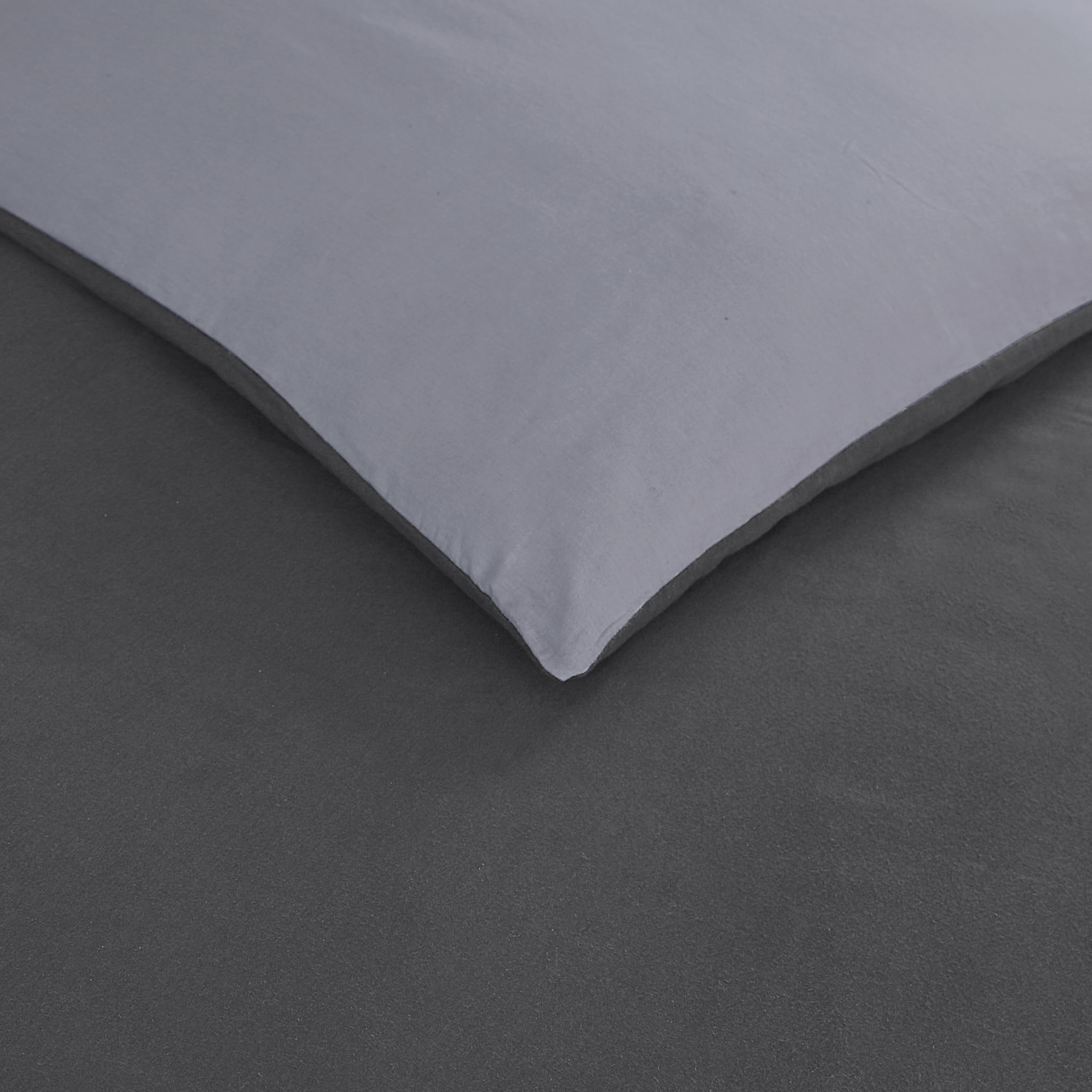 VISION - Parure copripiumino in flanella, colore: antracite/grigio - reversibile - Copripiumino 240 x 220 cm con 2 federe assortite 65 x 65 cm - 100% cotone flanella