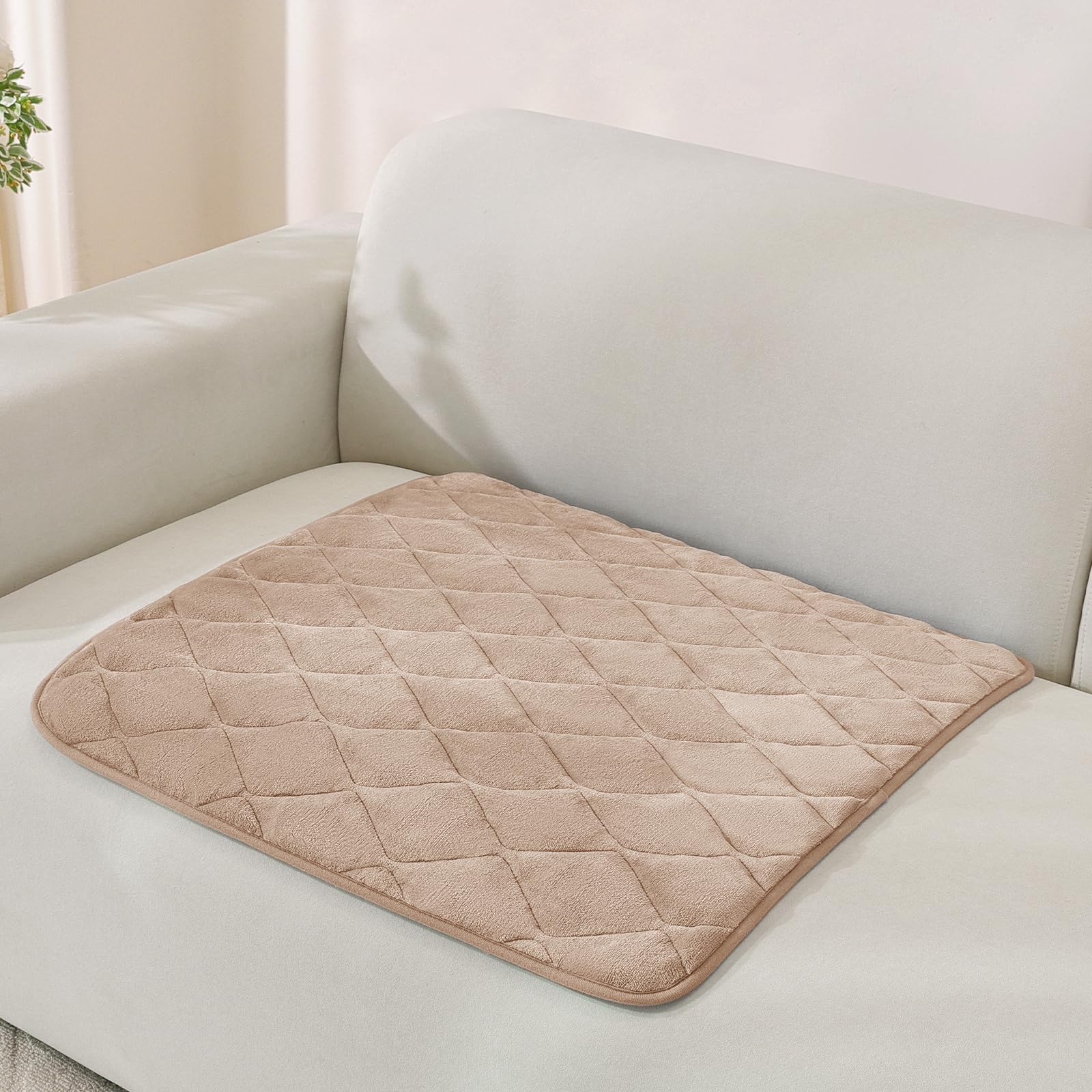 MAXIJIN Fuzzy Armrest Cover, Non Slip Backrest Cover (Champagne, 90×90cm) — image 1
