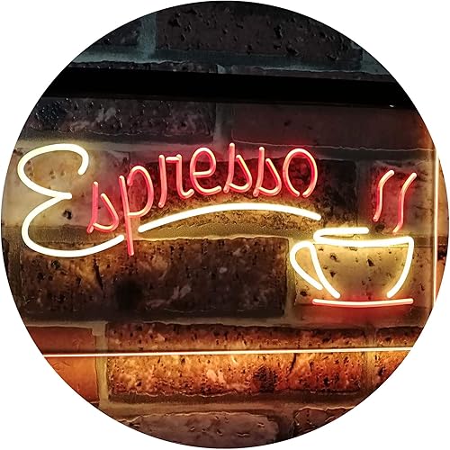 ADVPRO Espresso Coffee Shop - Cartel de neón LED de doble color, rojo y amarillo, 24 x 16 pulgadas, st6s64-i2075-ry