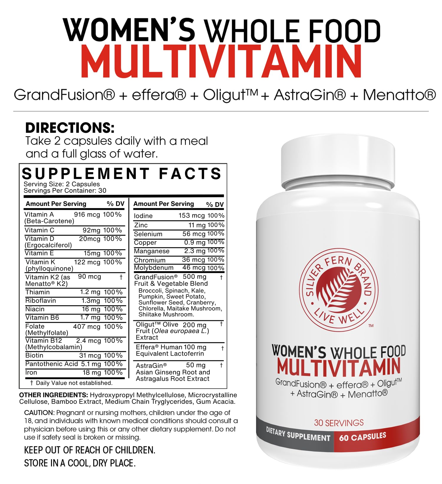 Silver Fern Women’s Whole Food Multivitamin 60 Capsules, 30 Servings — Amazon image 3
