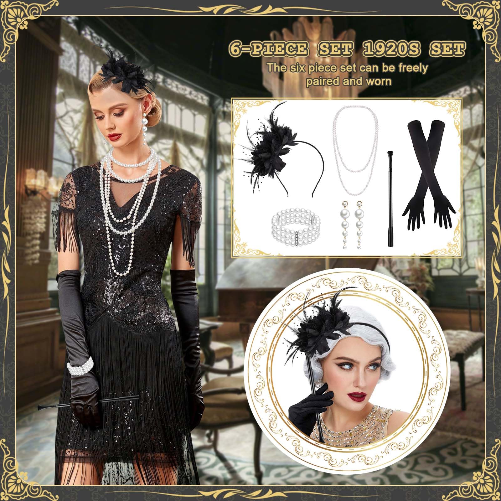 Glirop 6PCS 1920s Flapper Accessories Set - Image 4
