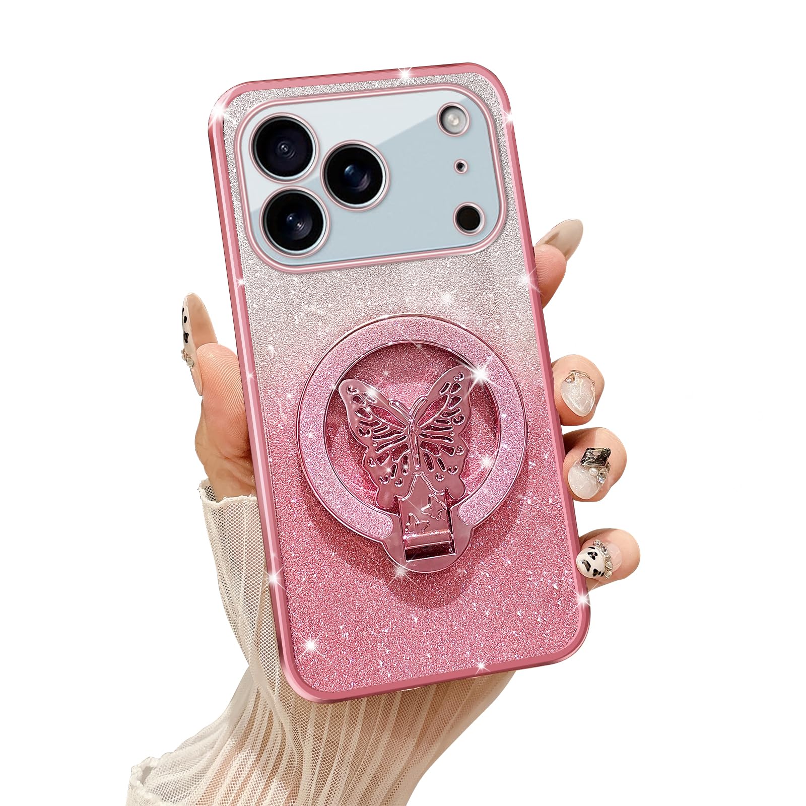 Coque iPhone 17 Pro Max Magsafe or rose anti-chute avec sangle - 8
