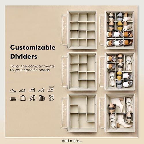 Miniatura 4 de Homaisson Paquete de 2 organizadores de almacenamiento de zapatos para armario, almacenamiento grande para zapatos + 3 paquetes de almacenamiento