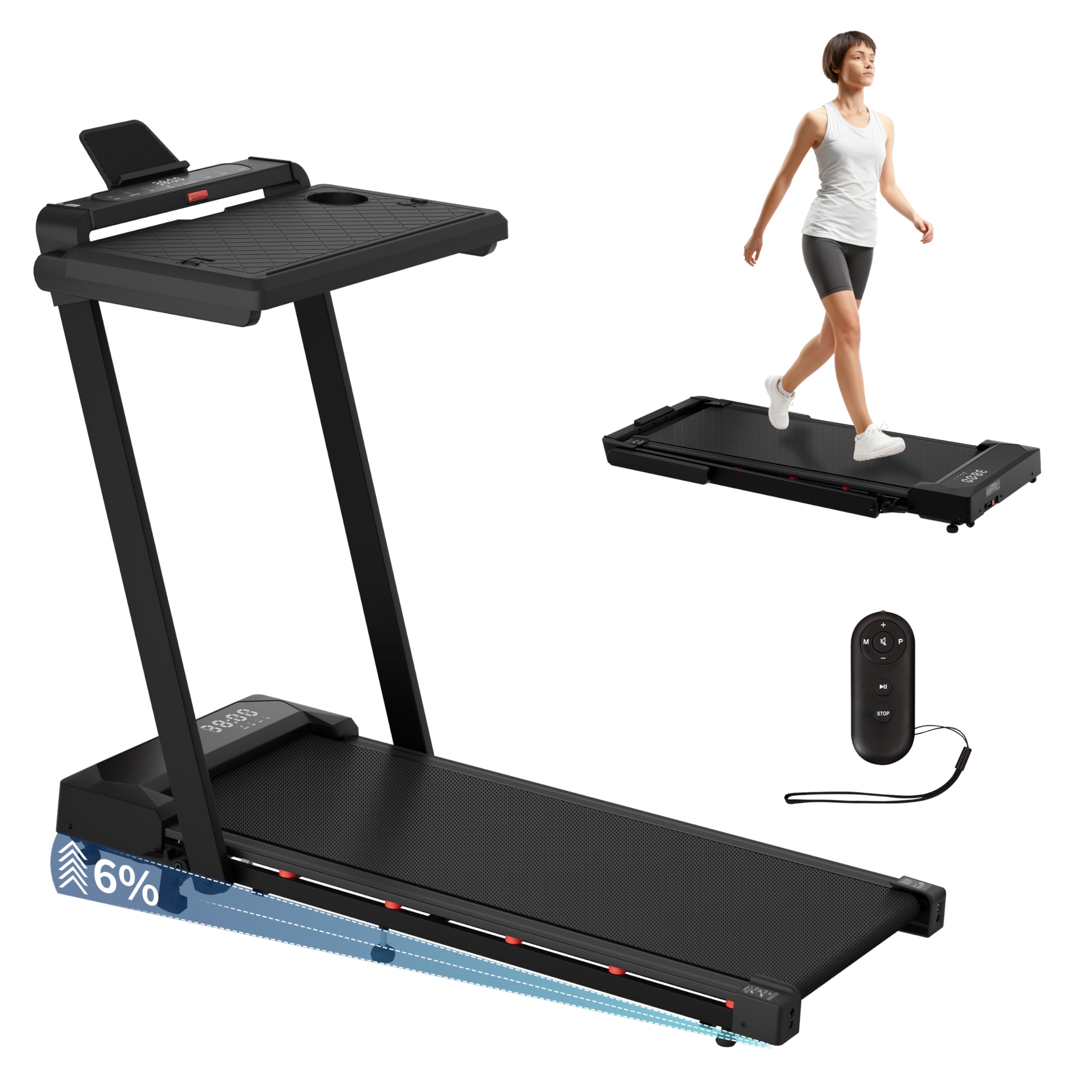 Photo 1 of ***FACTORY SEALED***Foldable 4 in 1 Treadmill Walking Pad with Incline Remote Control Compact 3.0HP Under Desk Treadmill for Home Office Fitness 300 lbs Capacity with Handle Bar