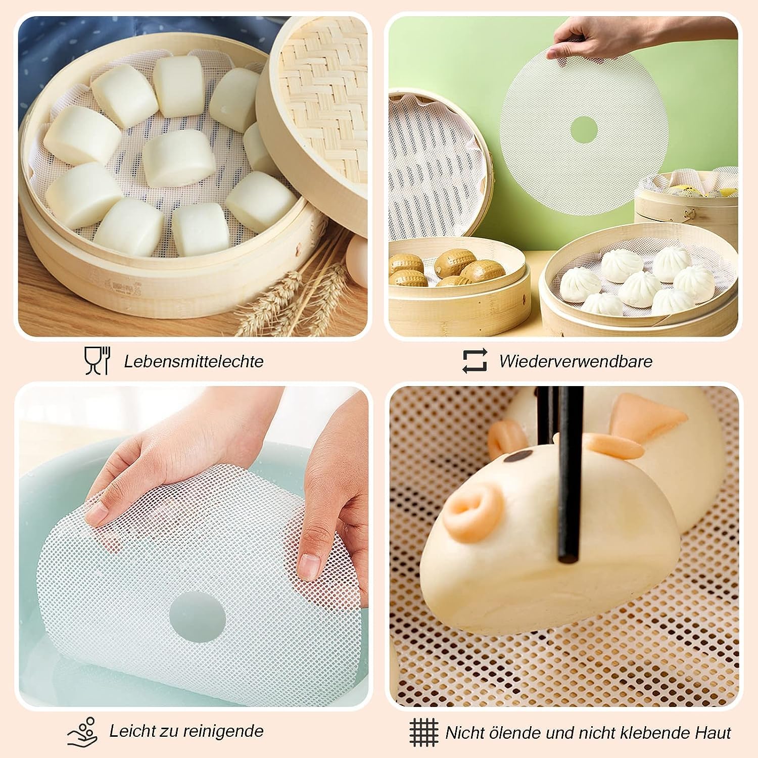 LATRAT 8 pezzi da 33 cm rotondi in silicone disidratatore foglie, tappetini a vapore riutilizzabili a rete antiaderente frutta disidratatore tappetini per frutta essiccatore