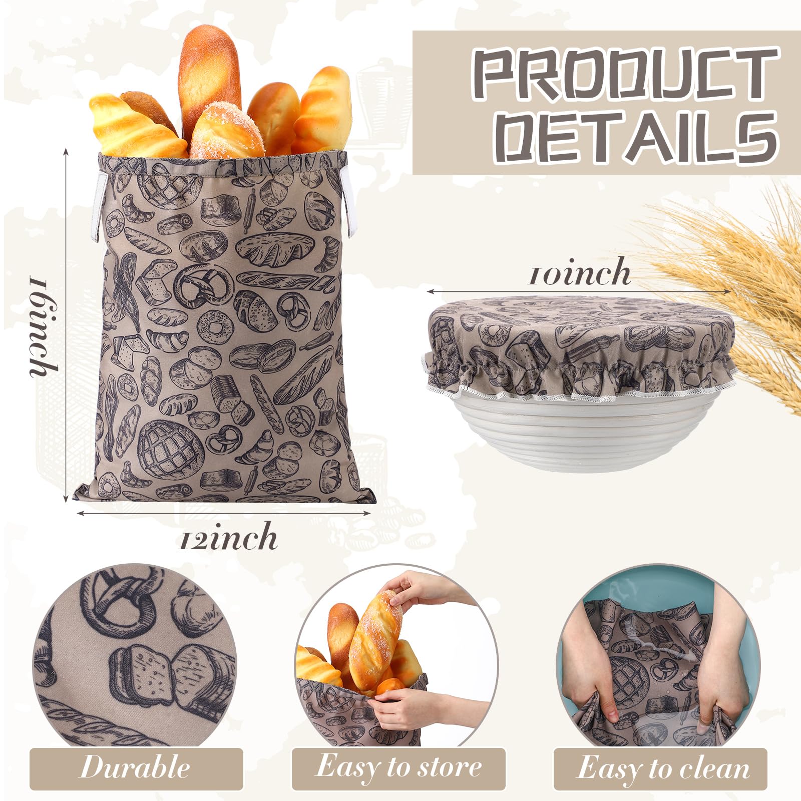 Xuniea 2 Pcs Beeswax Bread Bags 12