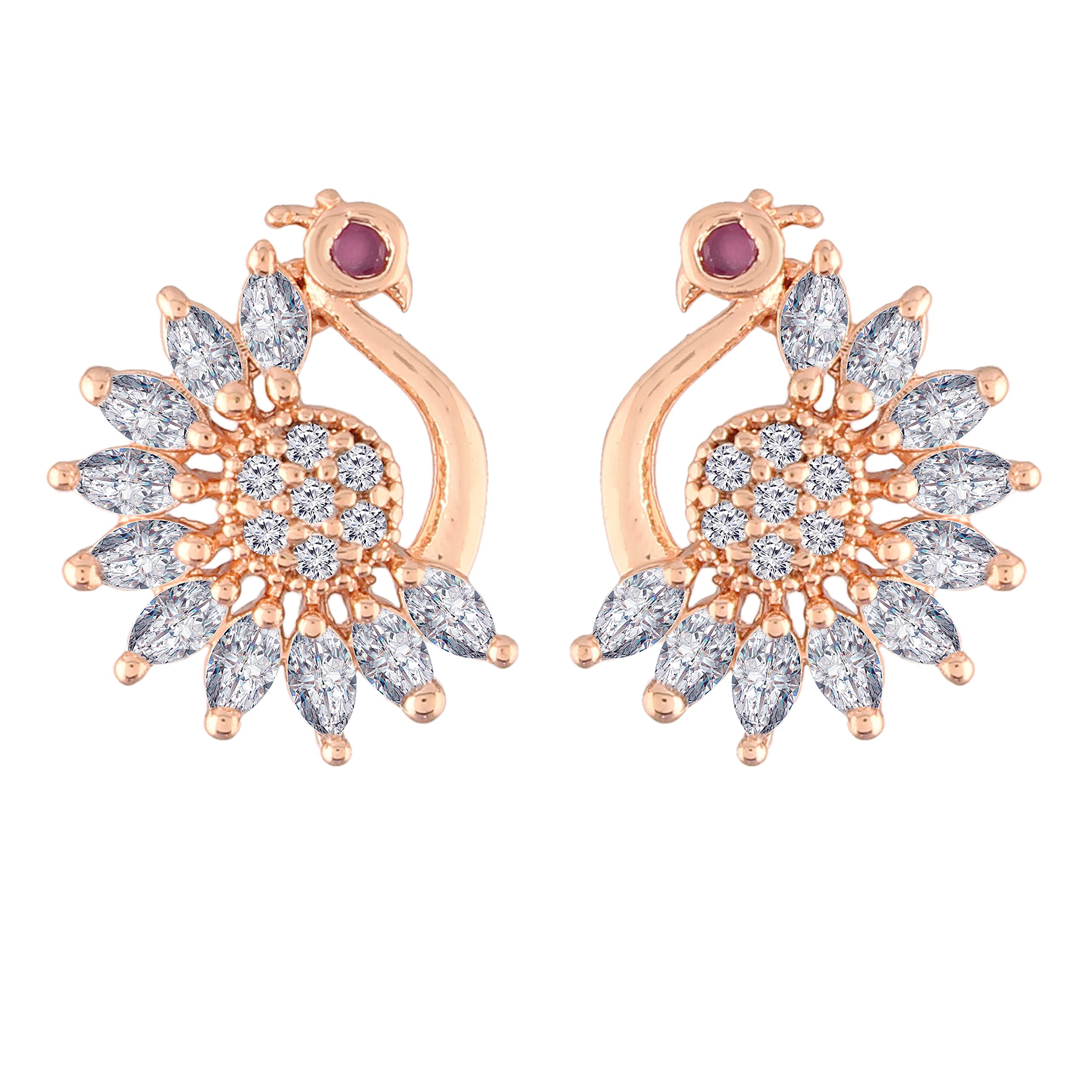 I Jewels Stylish Latest Fashion Rose Gold Plated Cubic Zirconia American Diamoand Peacock Shape Stud Earrings For Women/Girls (E2884) (B09GM7W4PJ) Amazon Price History, Amazon Price Tracker