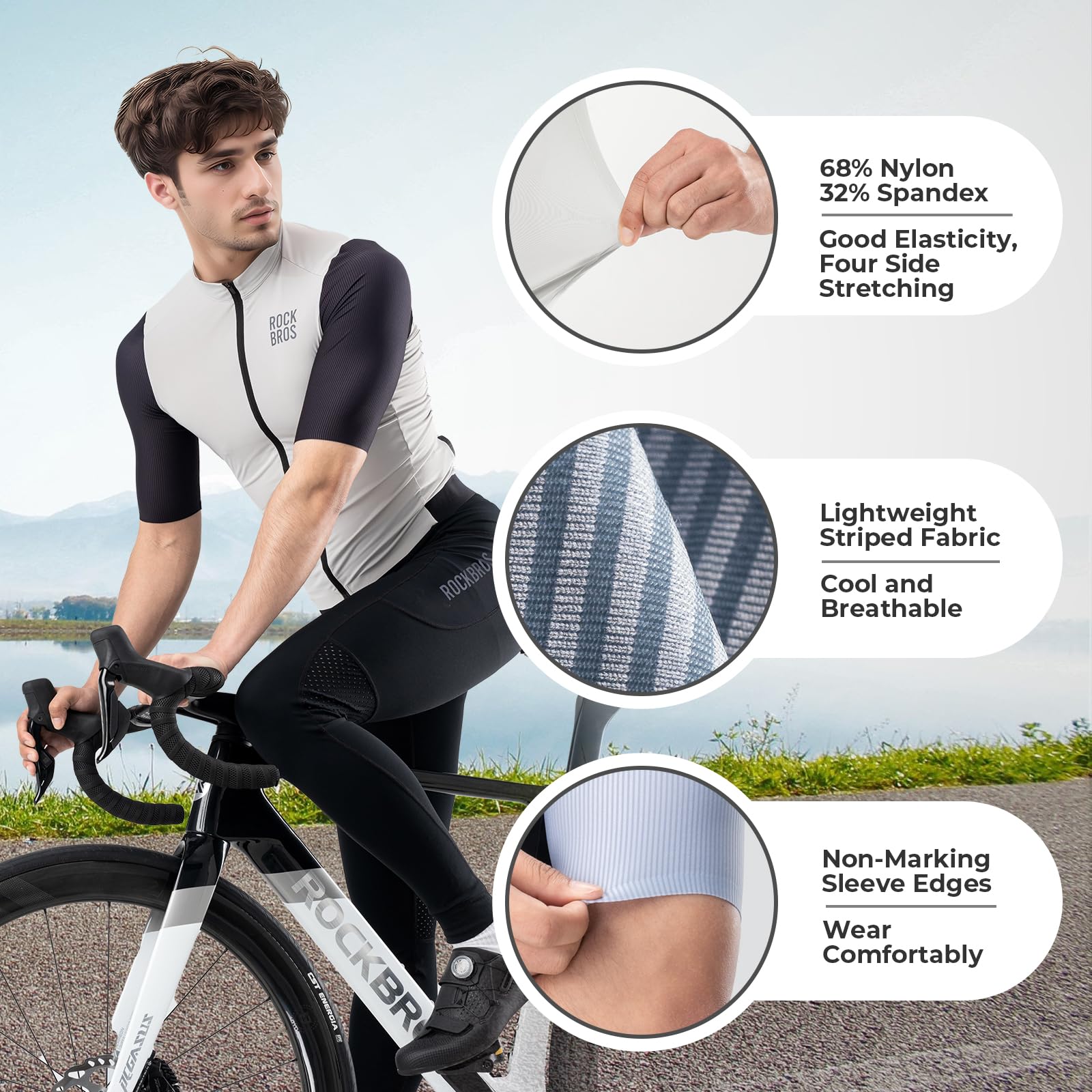 ROCKBROS Kurzarm Fahrradtrikot Herren Radtrikot Schnelltrocken Atmungsaktive Radshirt T-Shirt für Männer Sommer MTB Rennrad