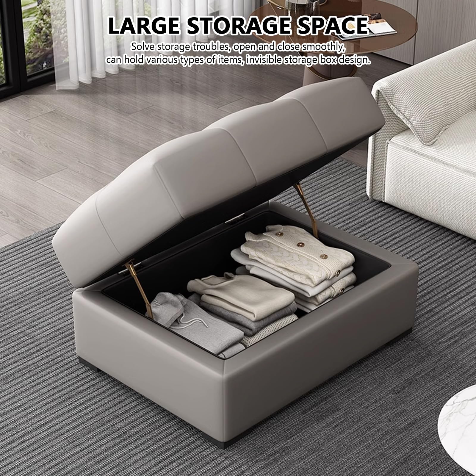 LUUYYI Moderno zapatero multifuncional con asiento acolchado para sala de estar, porche, pasillo, dormitorio, almacenamiento al final de la cama y decoración interior del hogar (naranja-120 cm)