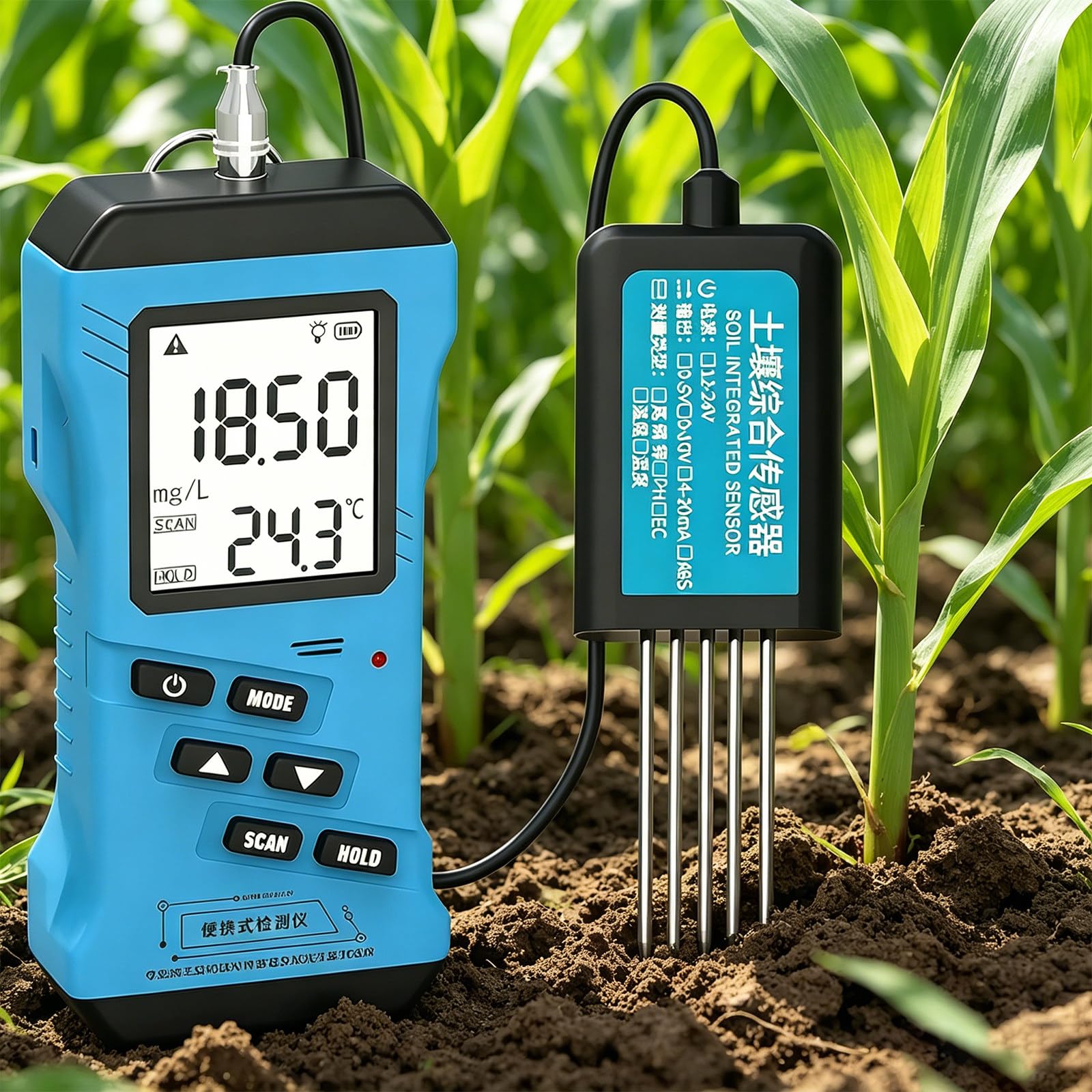 CLEASEBILY Digital Plant Soil Testing Kit – Multi-parameter measurement (moisture, pH, NPK, EC, temp); 5 sec, IP68, lab-grade, portable; for professional growers, home gardeners, lawn, farm