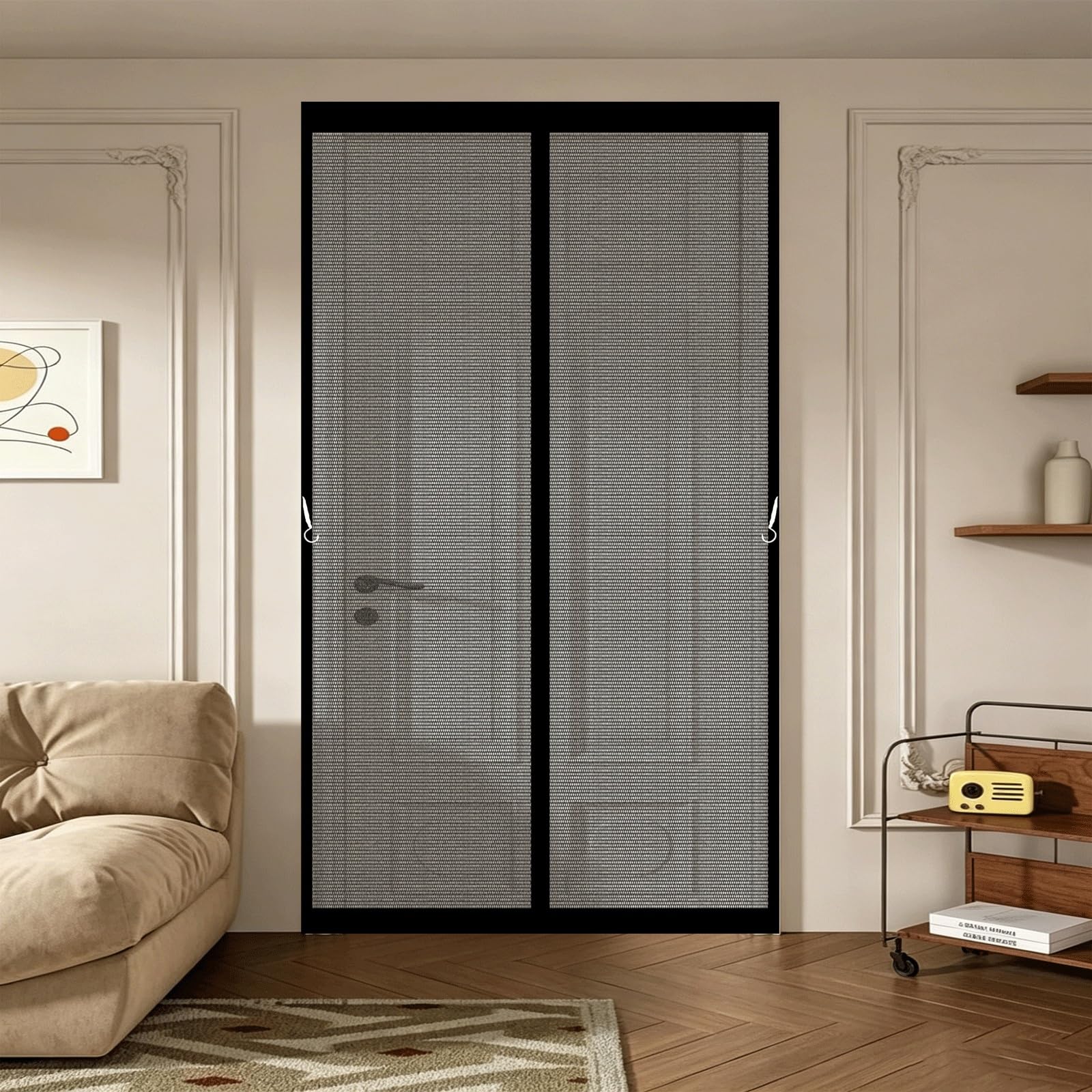 Pshzhim Black Fly Screens Doors 210 X 260 Cm Bug Mesh Curtain With Powerful Magnets Keep Bugs Out Lets Fresh Air In Screen Doors With Magnets For Home, Living Room, Bedroom, Workshop,